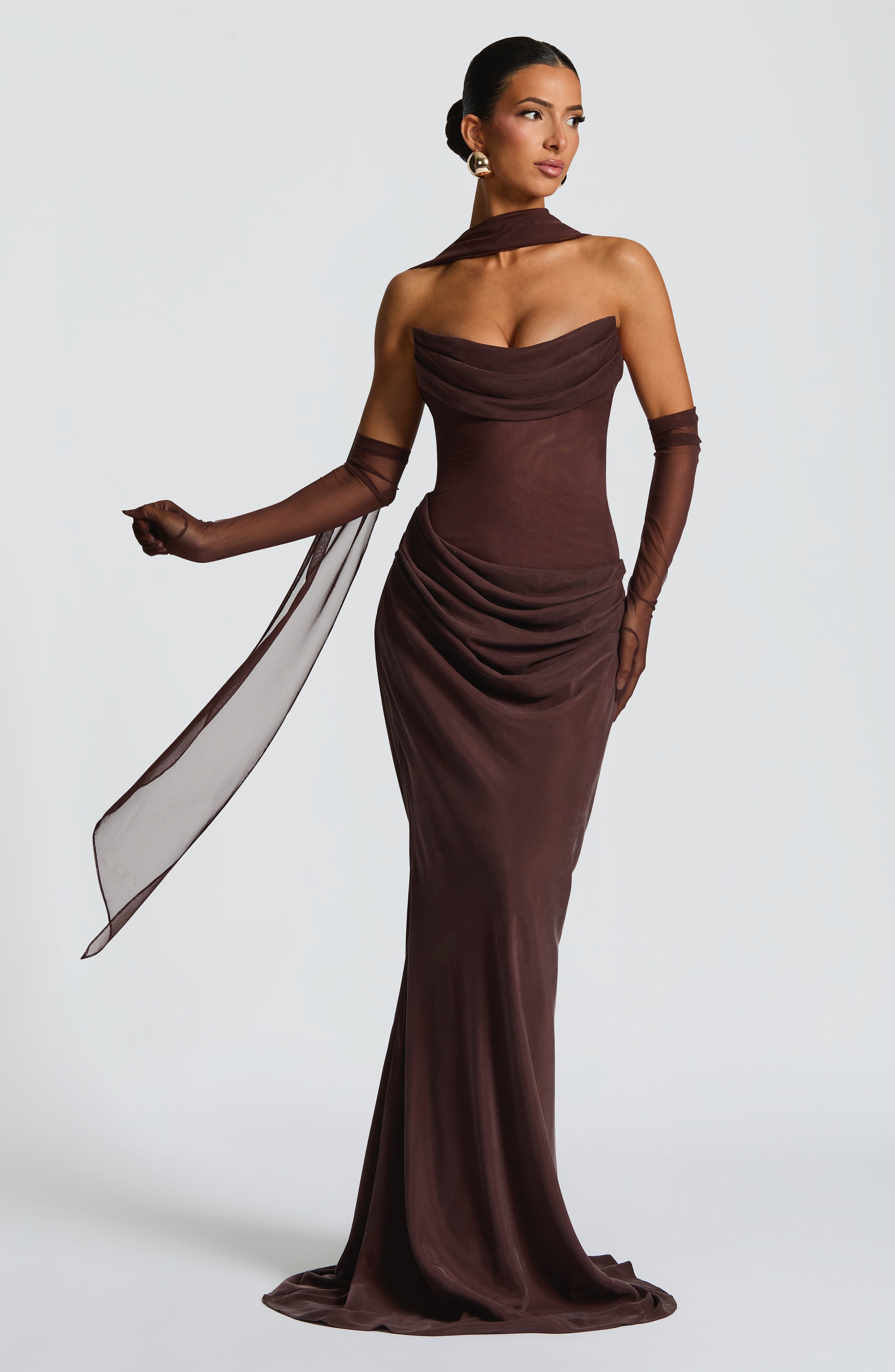 Liora Maxi Dress - Plum Brown - Napalia