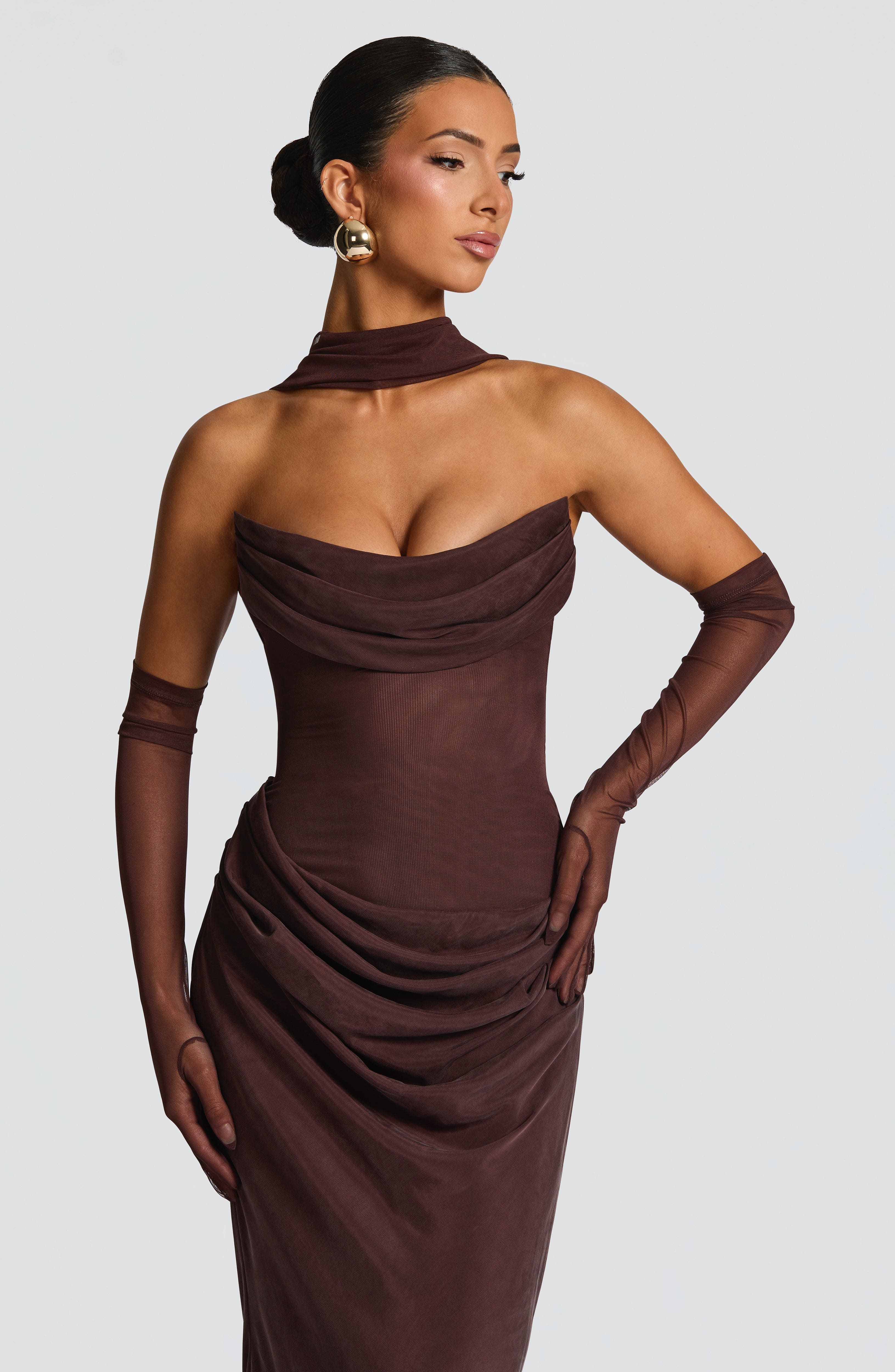 Liora Maxi Dress - Plum Brown - Napalia