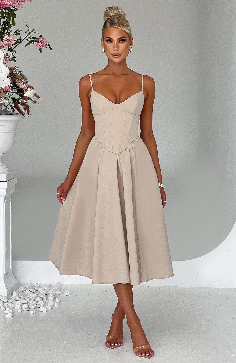 Mariella Midi Dress - Beige - Napalia