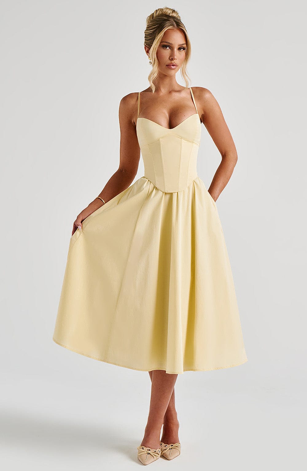 Mariella Midi Dress - Lemon - Napalia