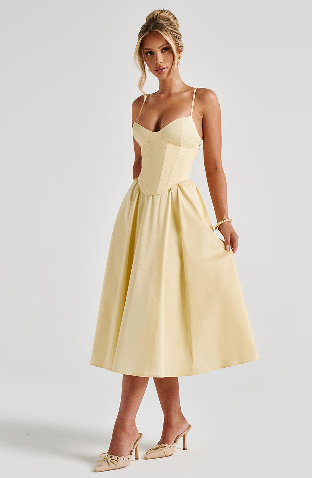 Mariella Midi Dress - Lemon - Napalia