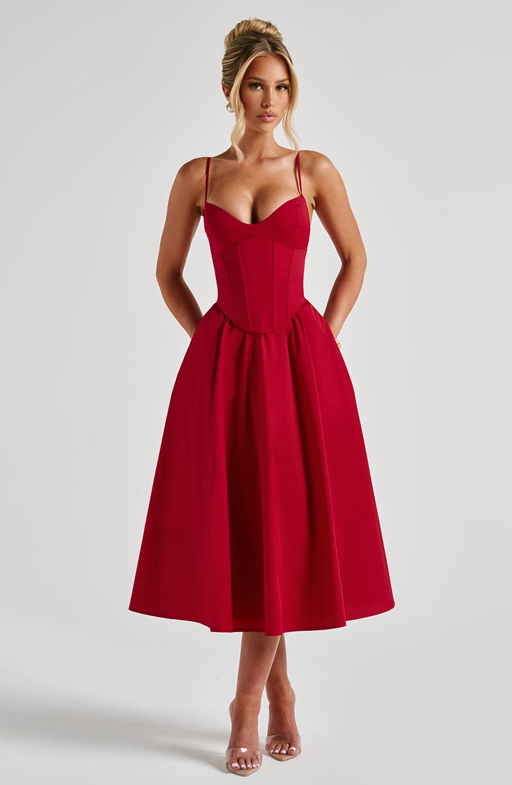 Mariella Midi Dress - Red - Napalia