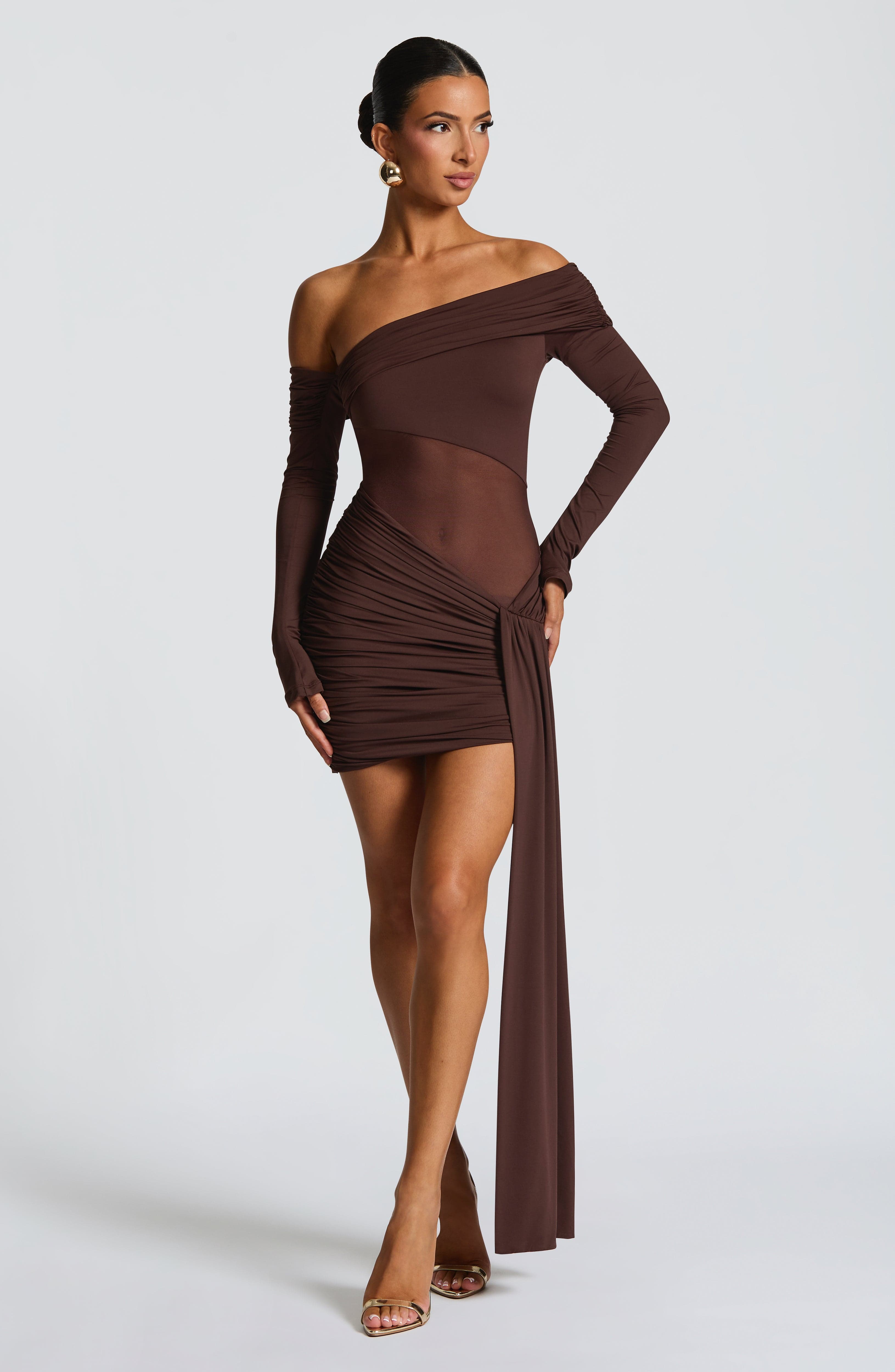 Mavra Mini Dress - Plum Brown - Napalia