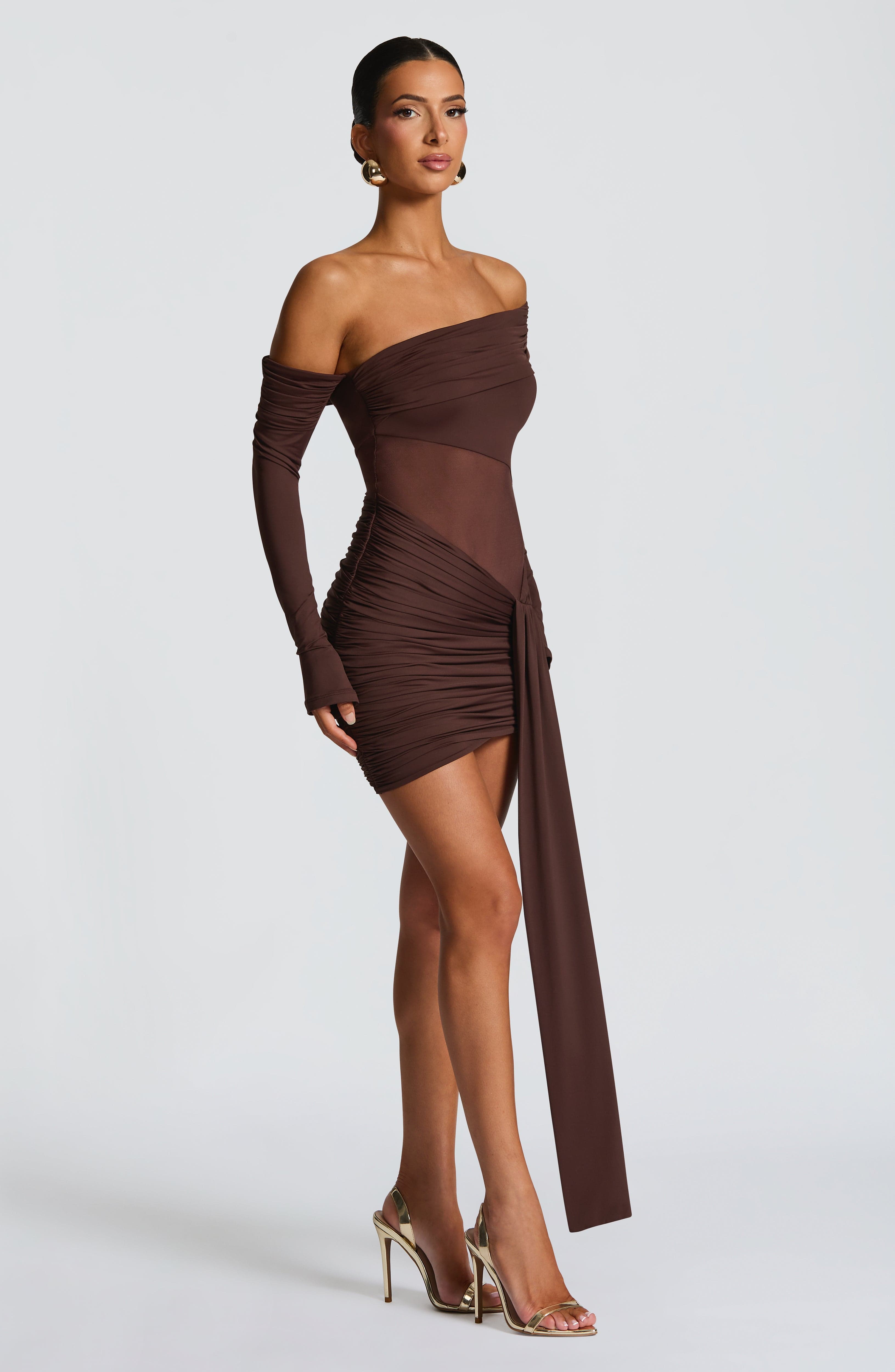 Mavra Mini Dress - Plum Brown - Napalia