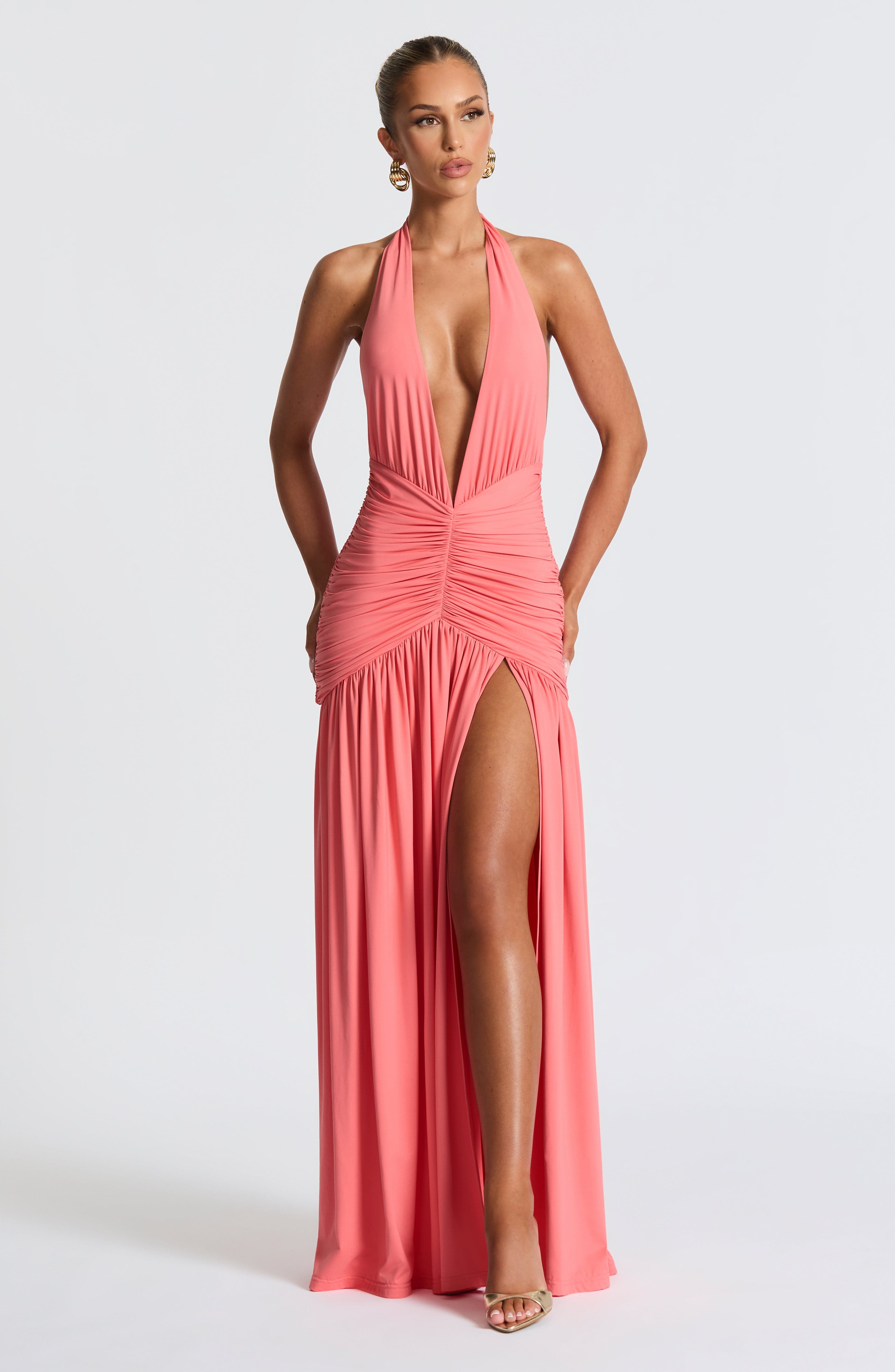 Melania Maxi Dress - Coral Pink - Napalia