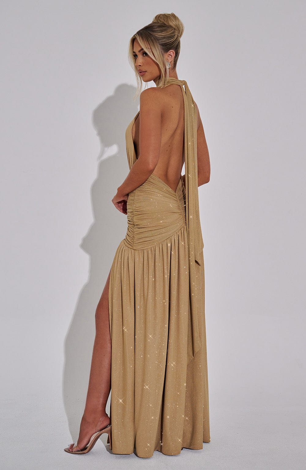 Melania Maxi Dress - Gold Sparkle - Napalia