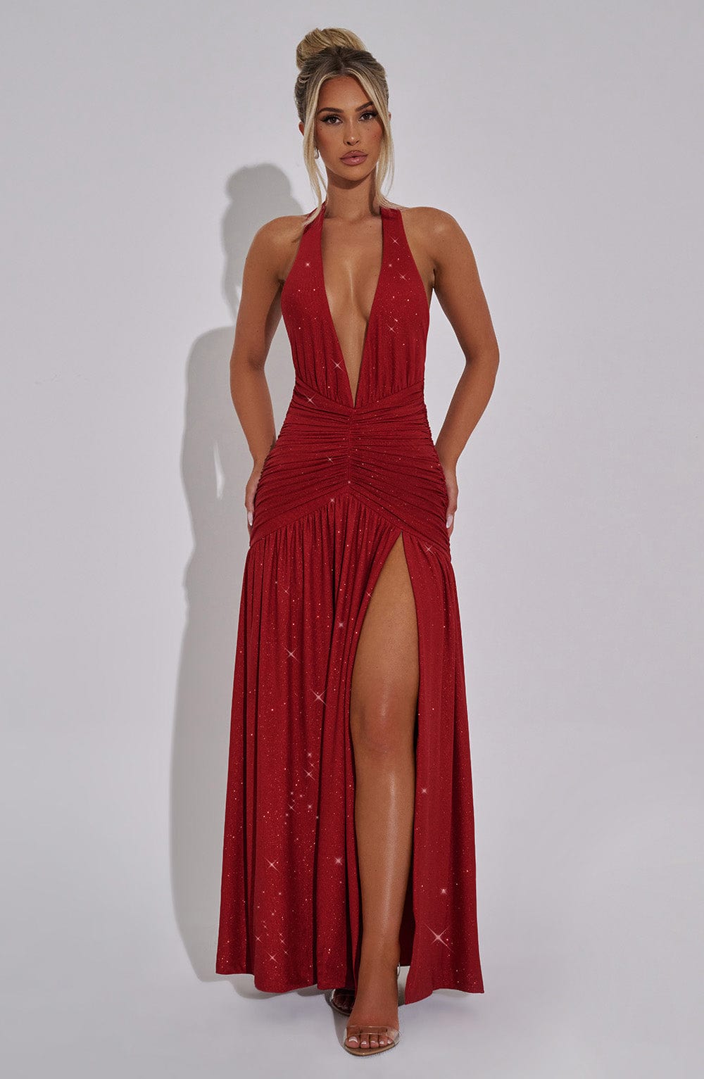 Melania Maxi Dress - Red Sparkle - Napalia
