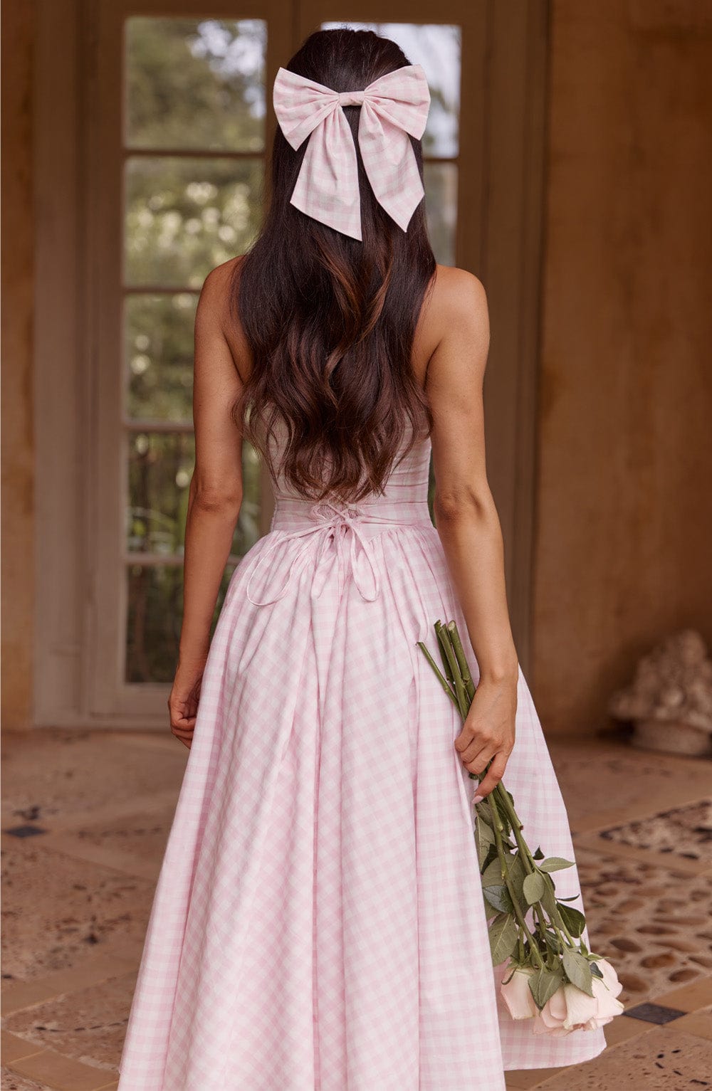 Mitzi Bow - Blush Gingham - Napalia
