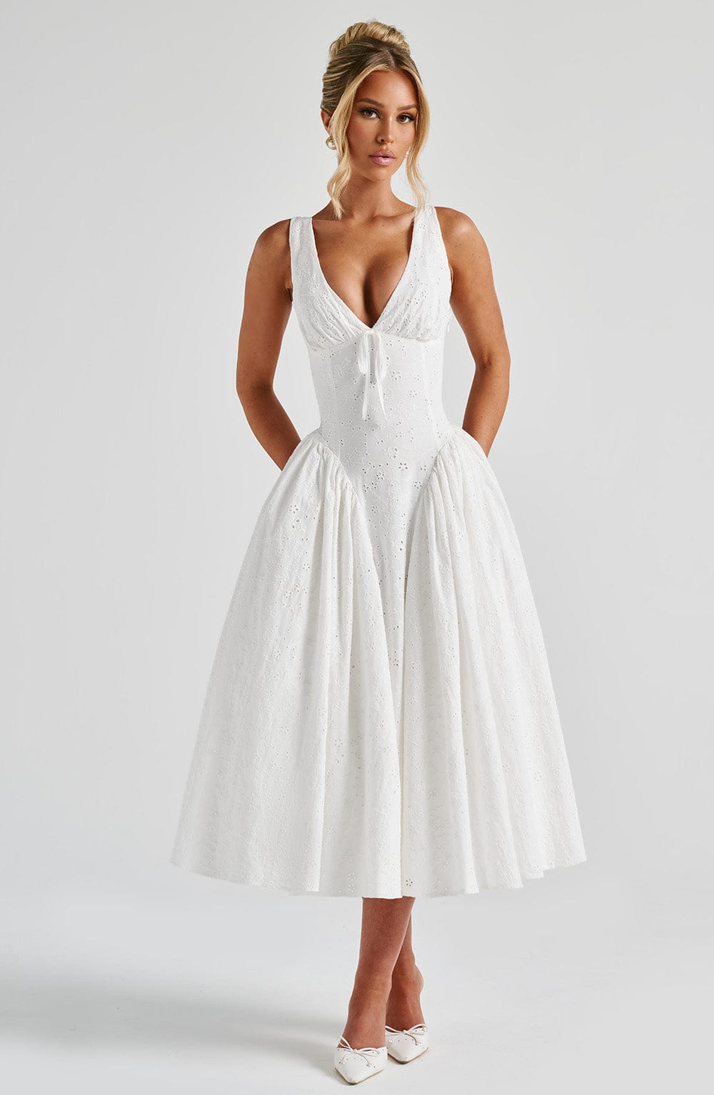 Monroe Midi Dress - Ivory - Napalia