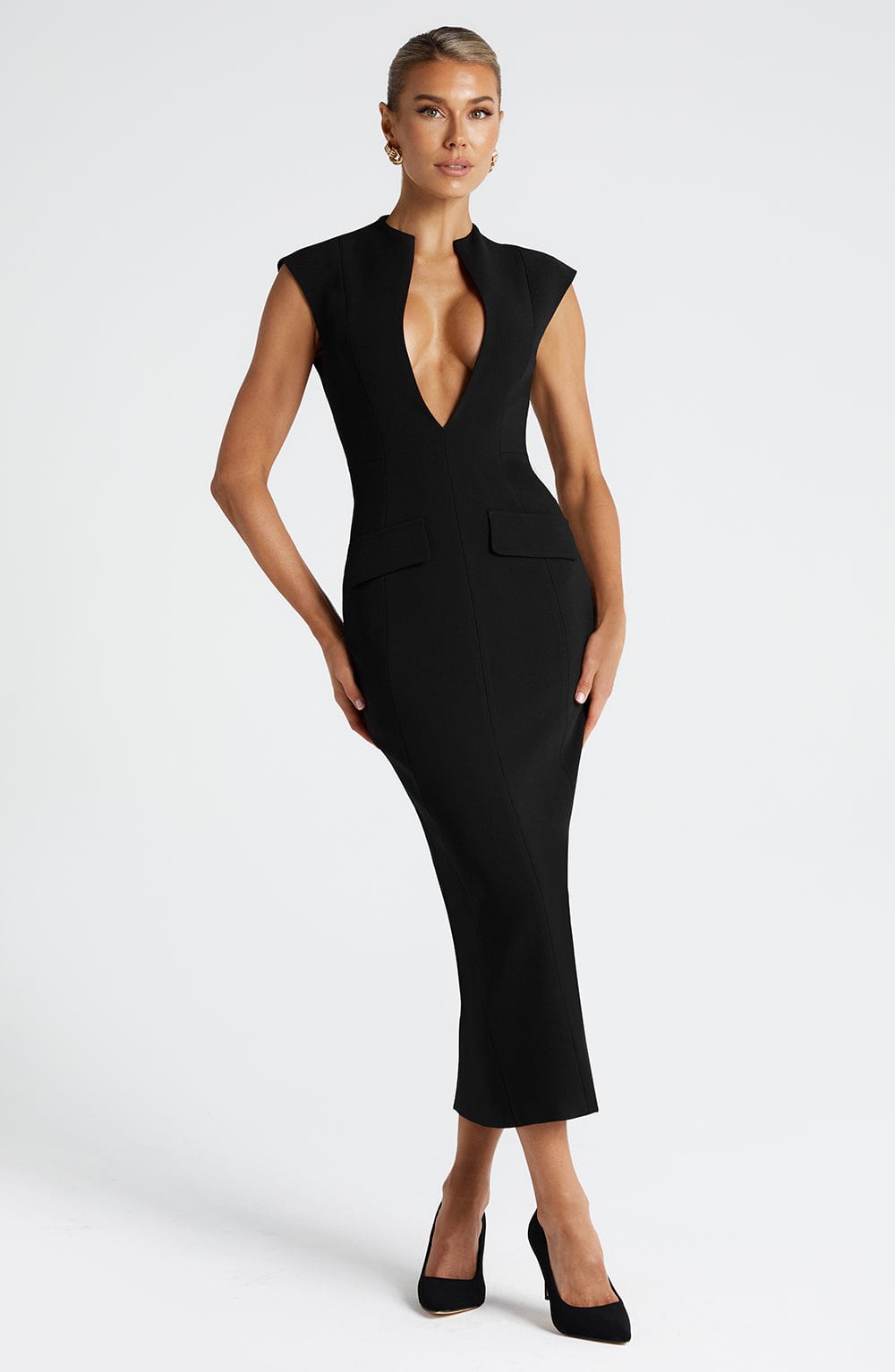 Nellie Midi Dress - Black - Napalia