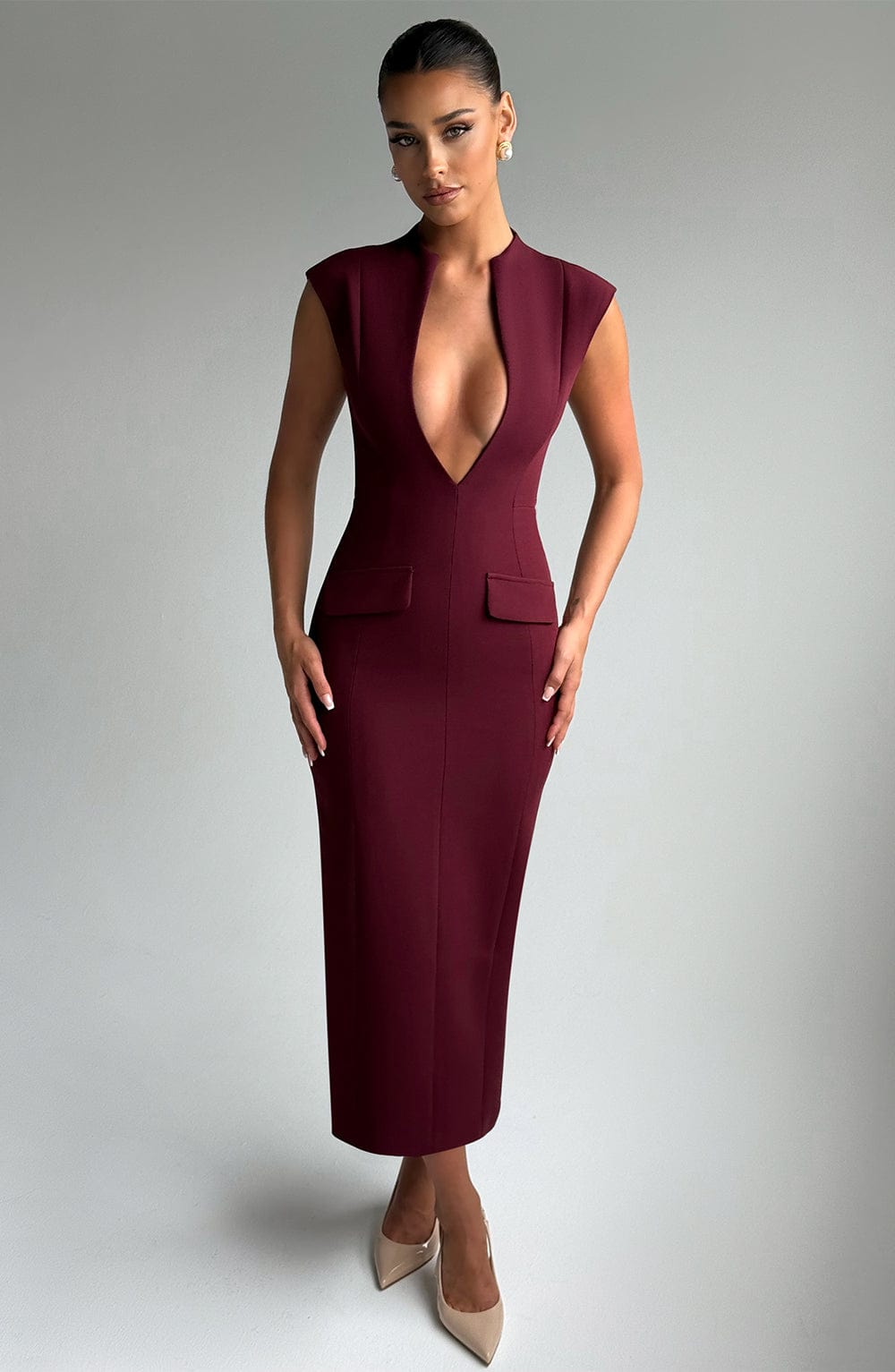 Nellie Midi Dress - Cherry Lacquer - Napalia
