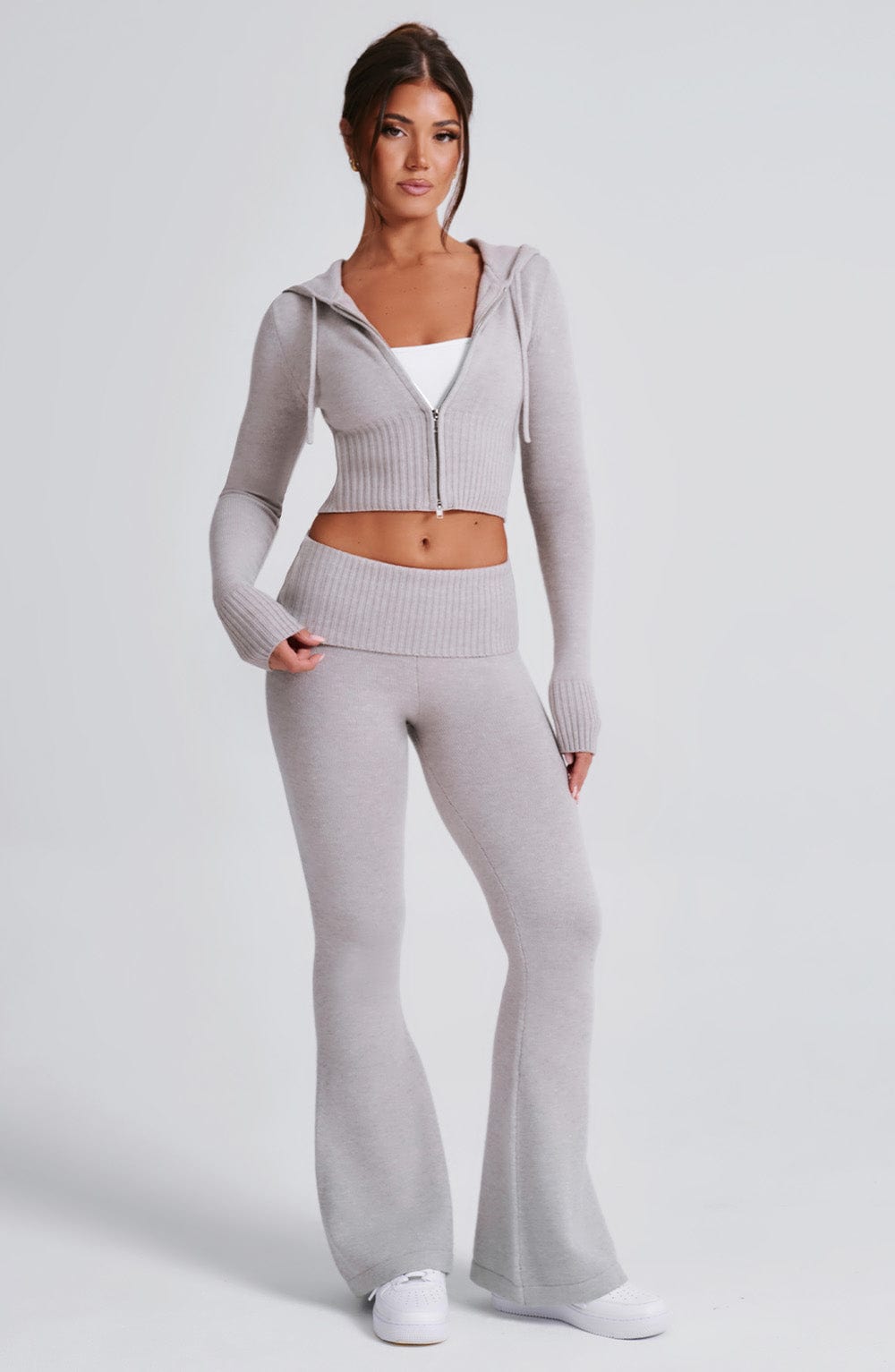 Portia Knit Hoodie - Light Grey Marl - Napalia