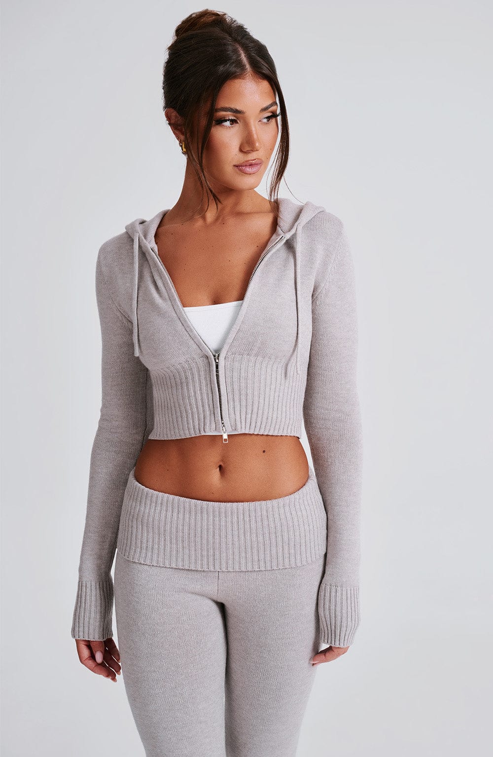 Portia Knit Hoodie - Light Grey Marl - Napalia
