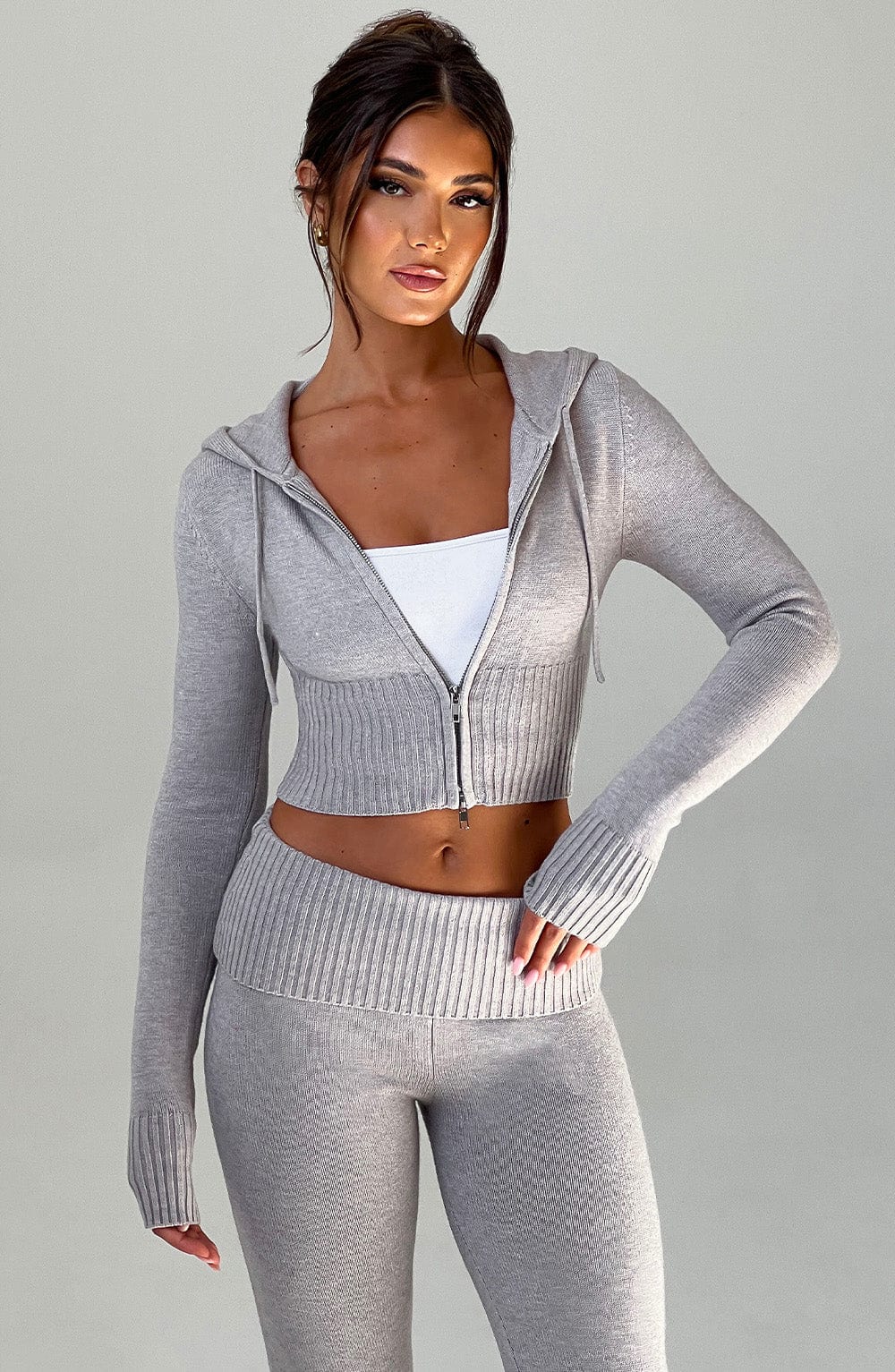 Portia Knit Hoodie - Light Grey Marl - Napalia