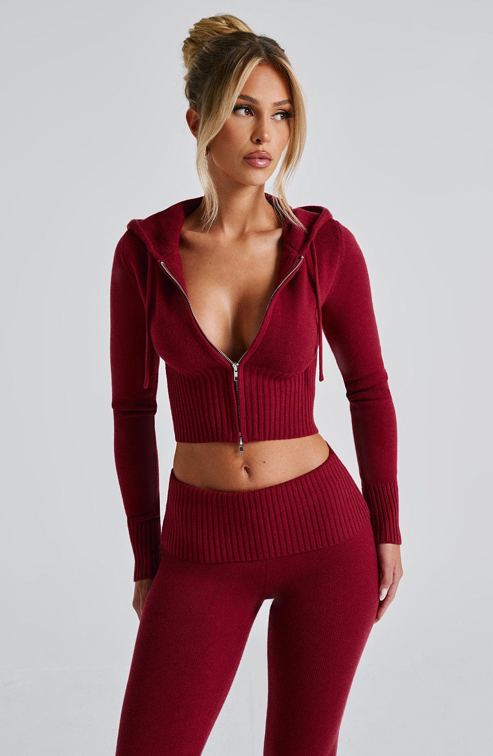 Portia Knit Hoodie - Red - Napalia