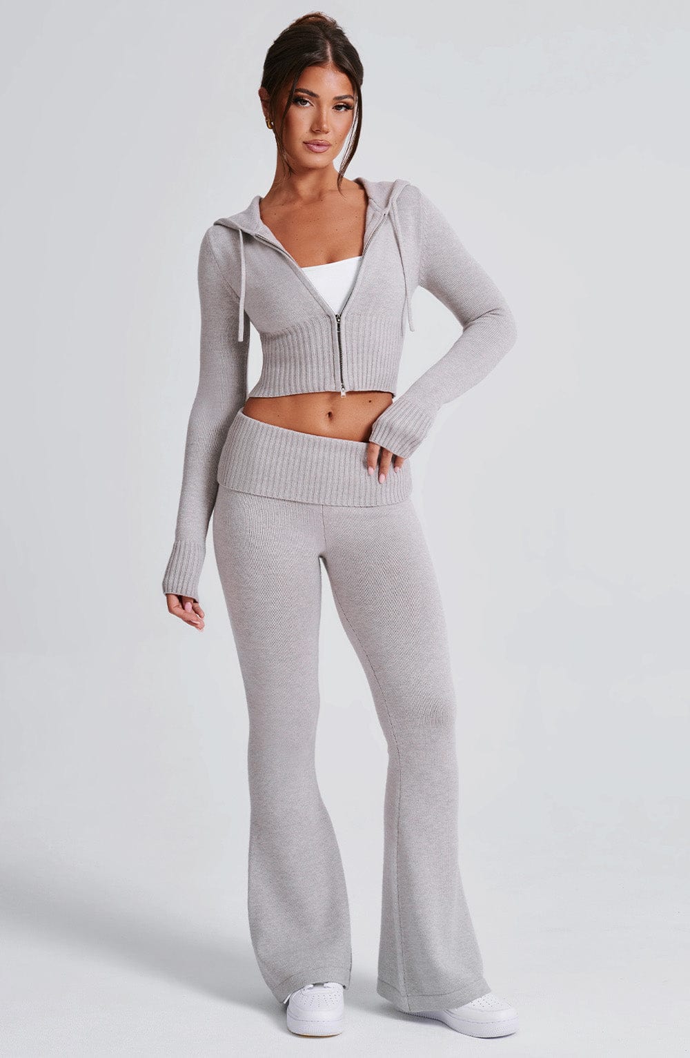 Portia Knit Pants - Light Grey Marl - Napalia