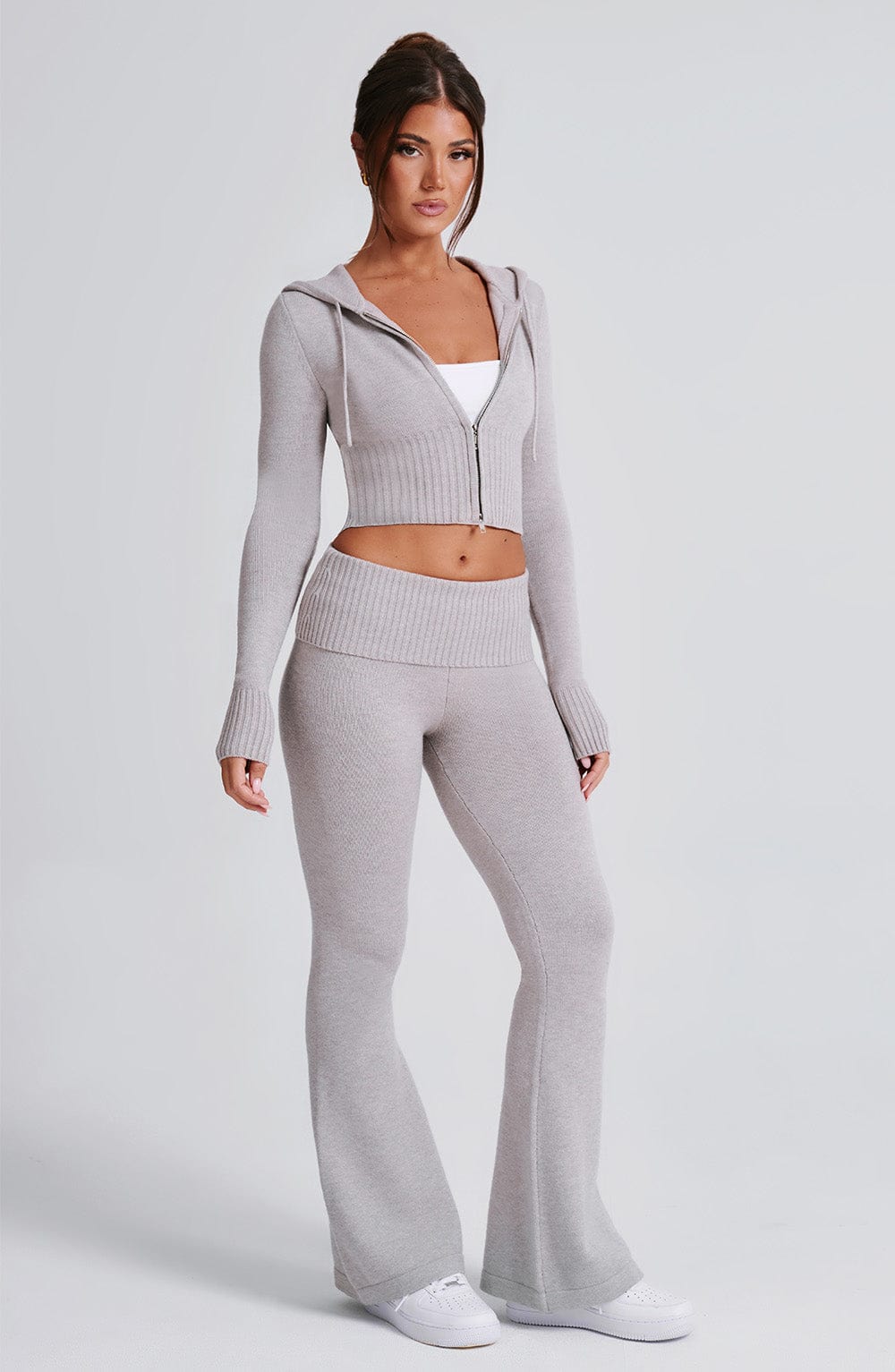 Portia Knit Pants - Light Grey Marl - Napalia