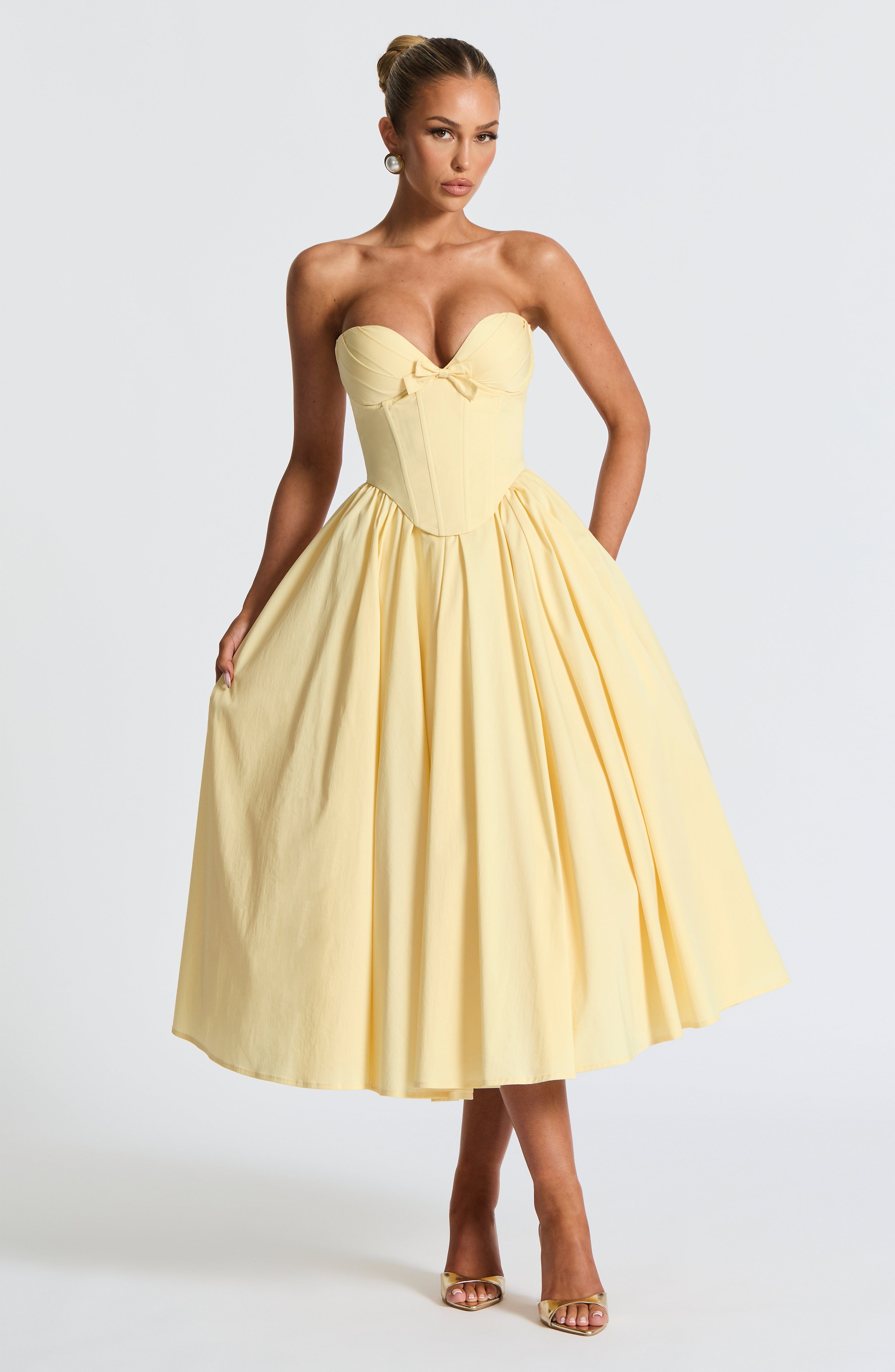 Prim Midi Dress - Lemon - Napalia