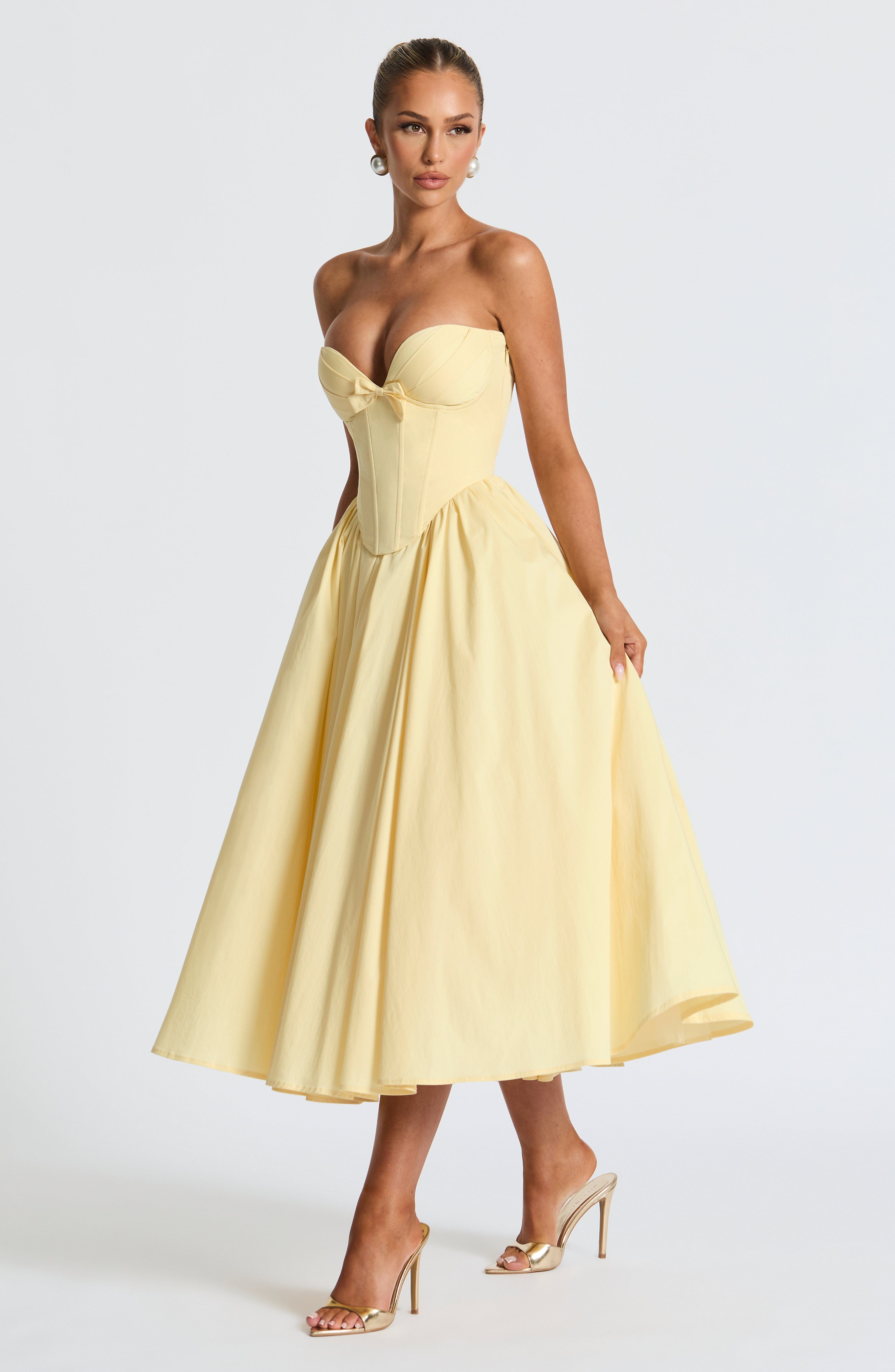 Prim Midi Dress - Lemon - Napalia