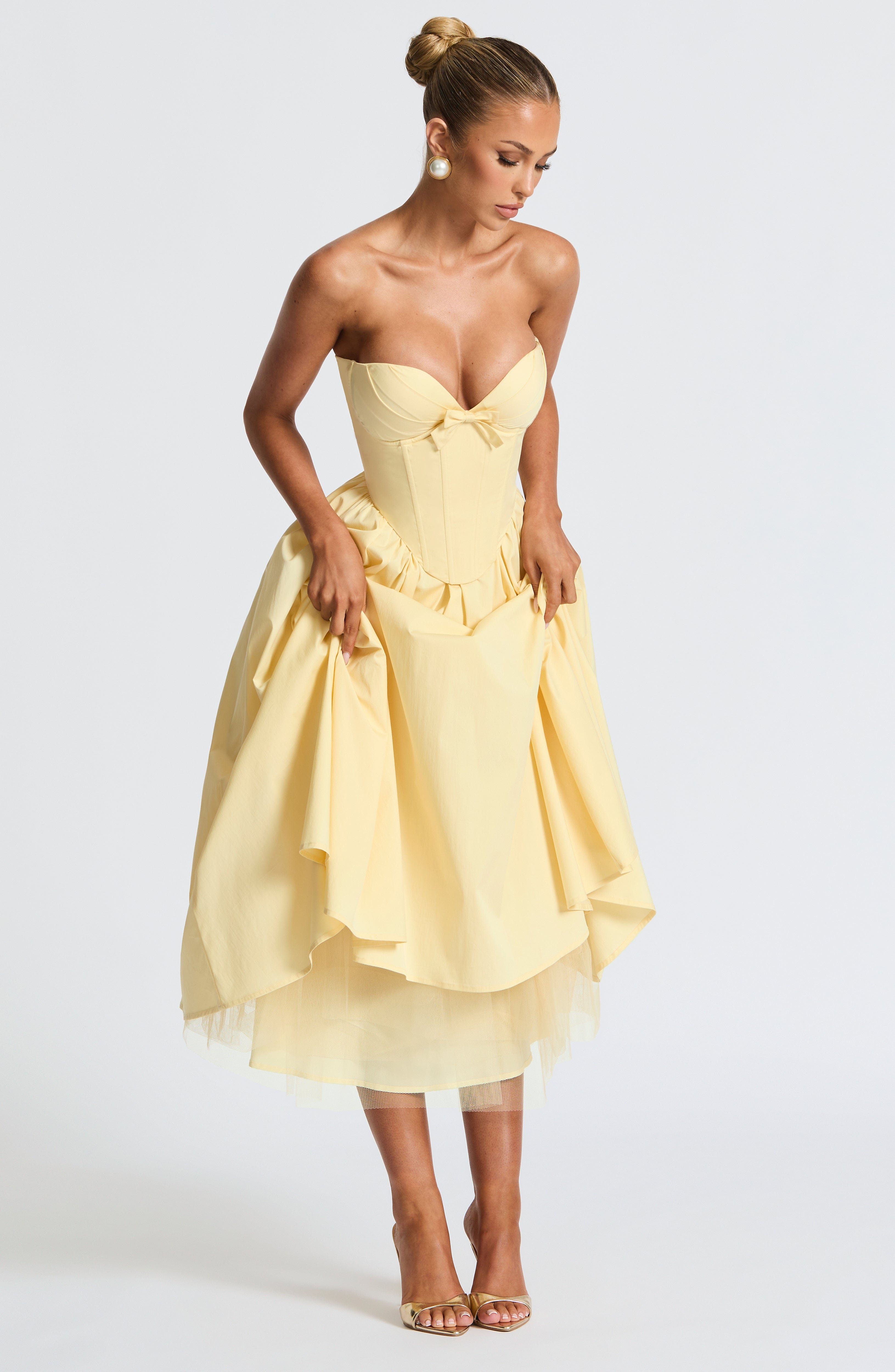 Prim Midi Dress - Lemon - Napalia