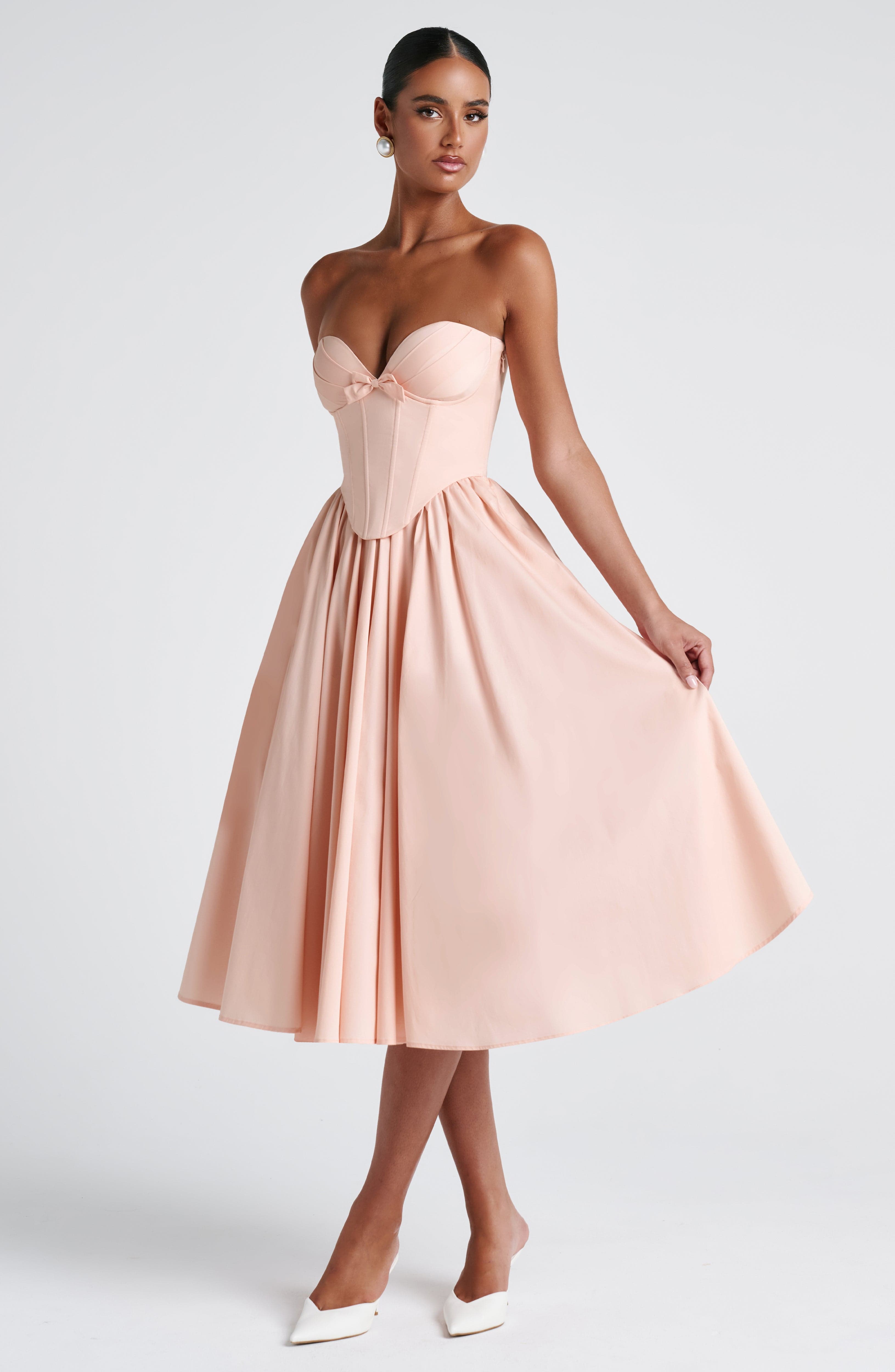 Prim Midi Dress - Soft Peach - Napalia