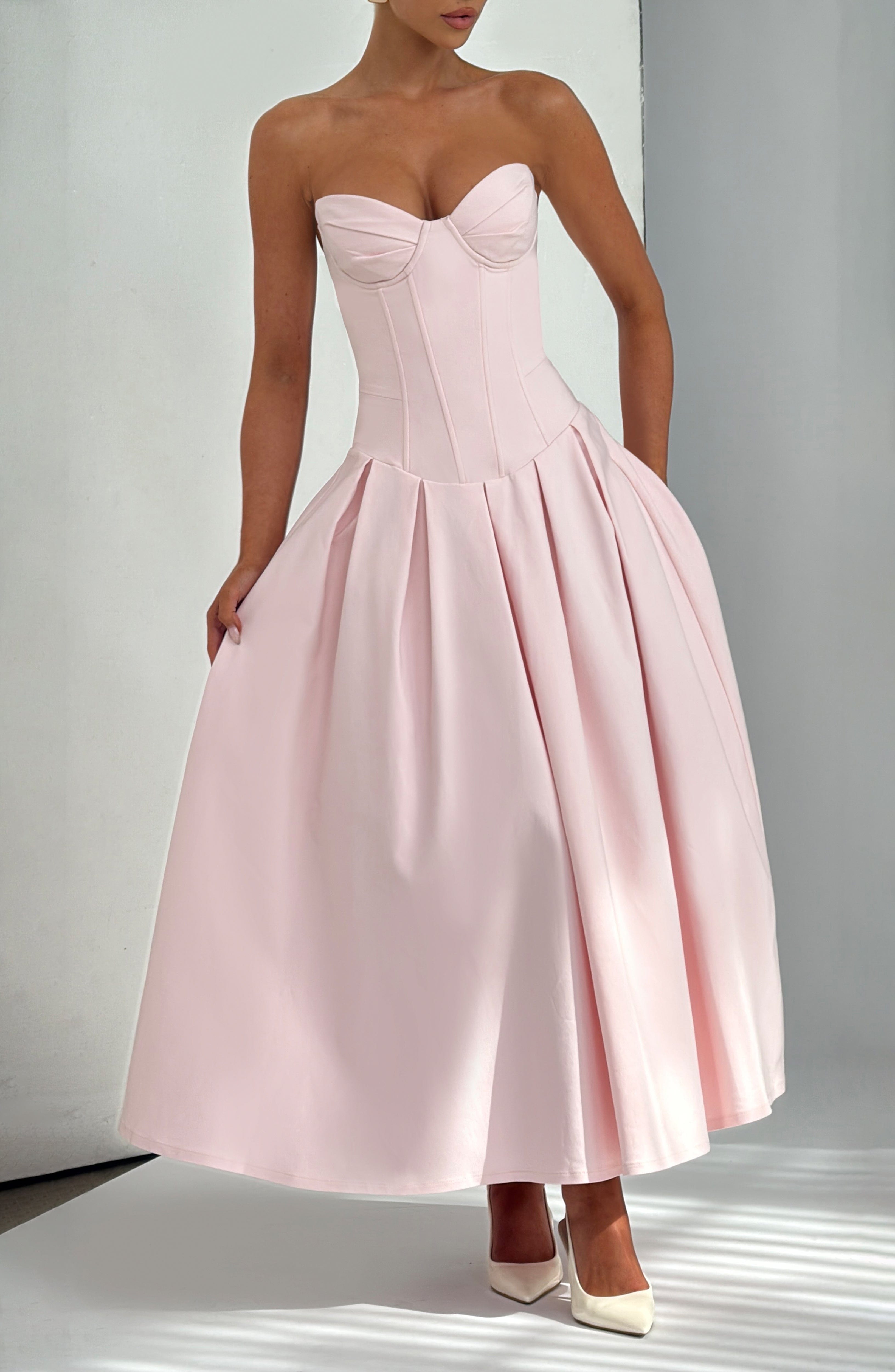 Salma Midi Dress - Blush - Napalia
