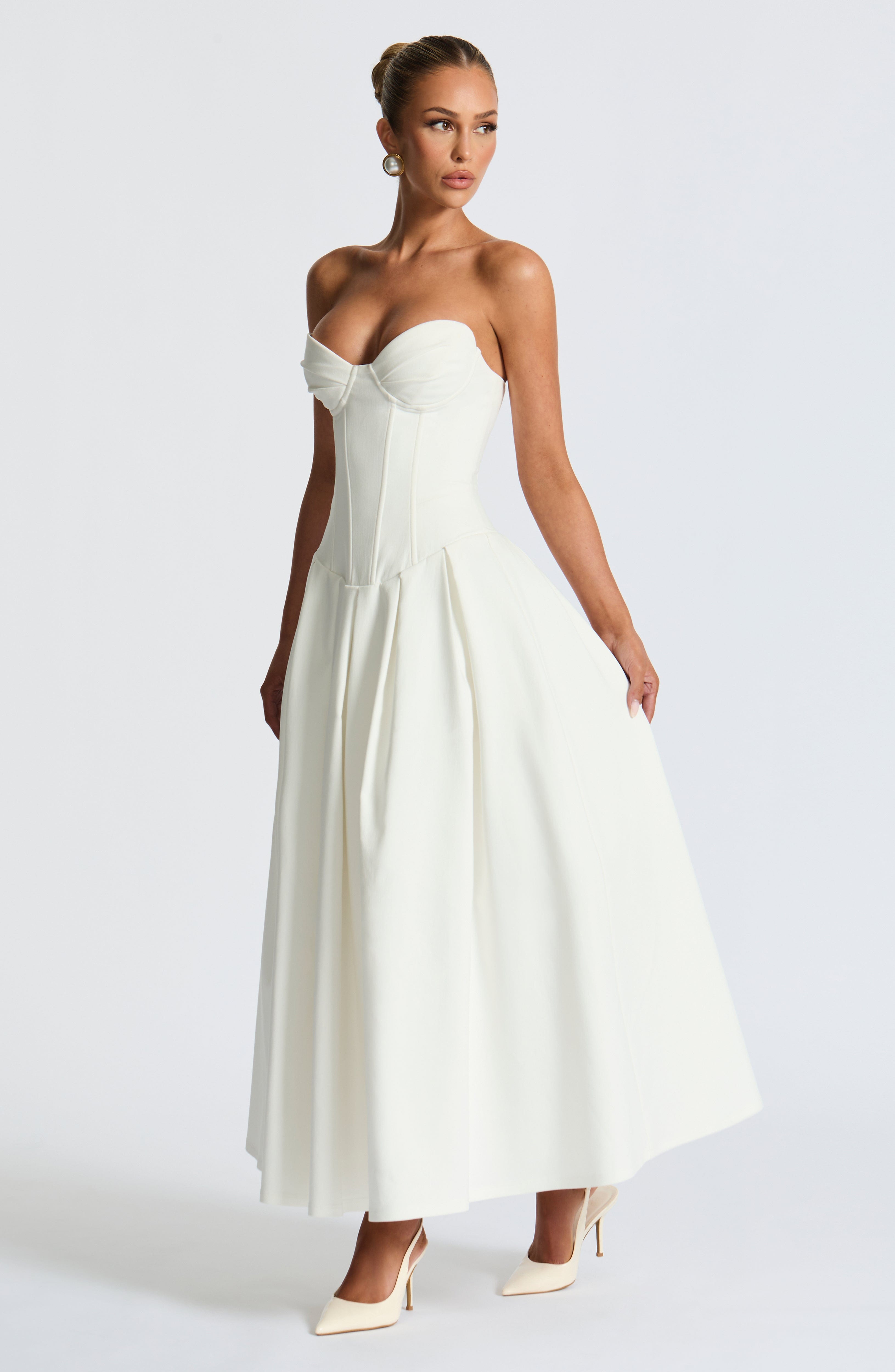 Salma Midi Dress - Ivory - Napalia