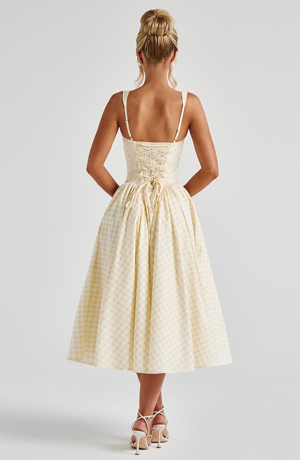 Sherrie Midi Dress - Lemon Gingham - Napalia