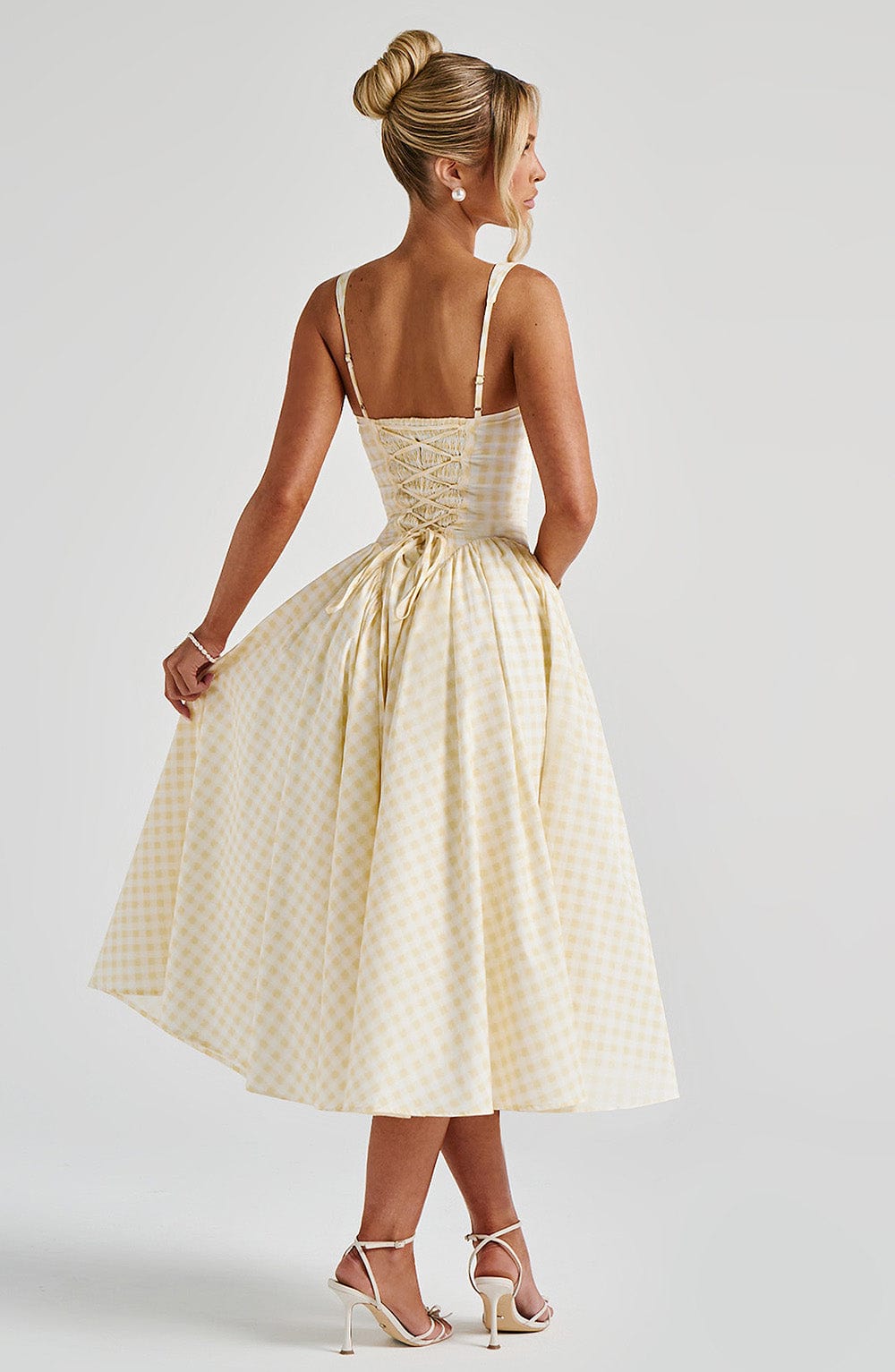 Sherrie Midi Dress - Lemon Gingham - Napalia