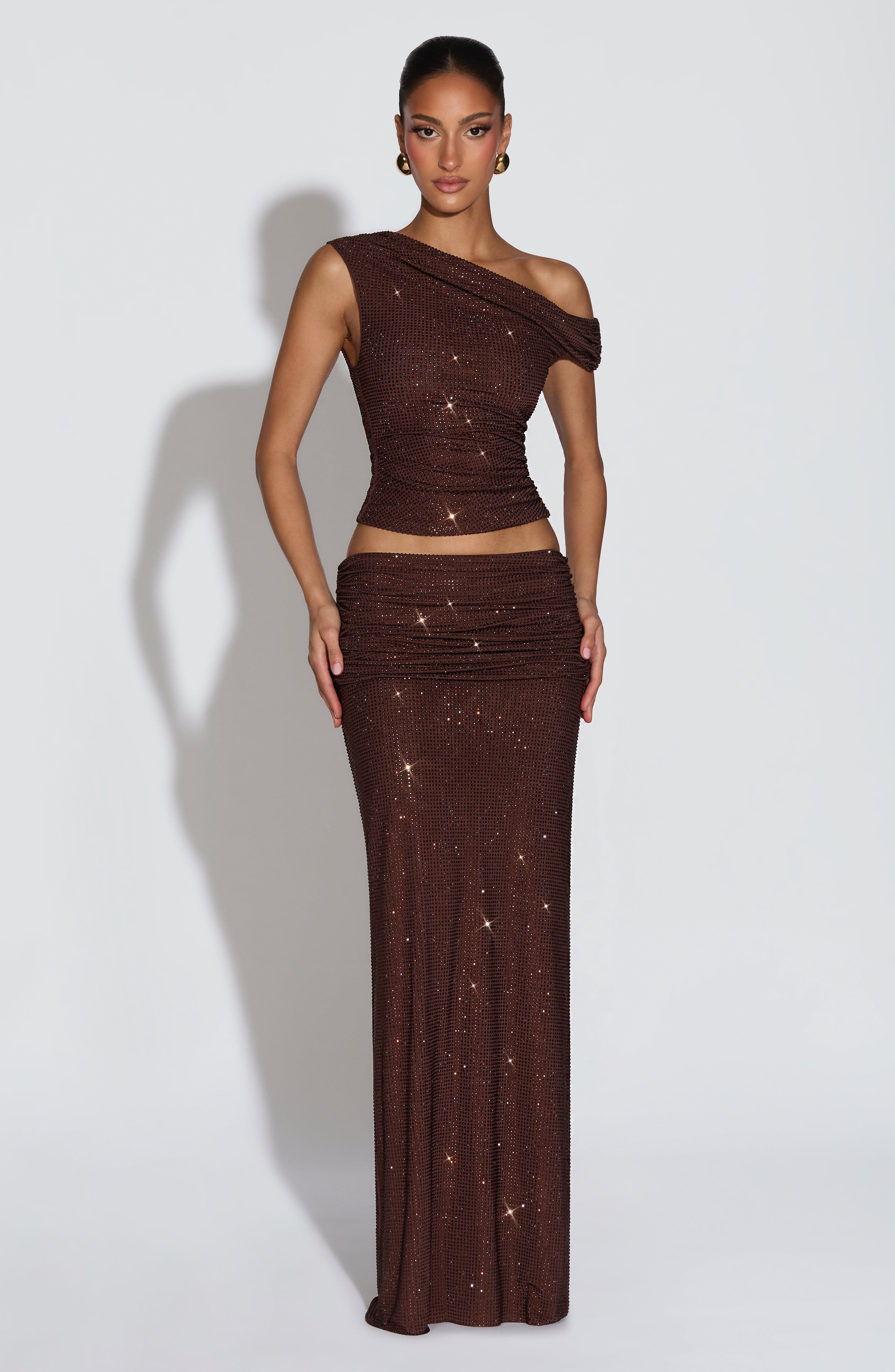 Sterling Maxi Skirt - Plum Brown - Napalia