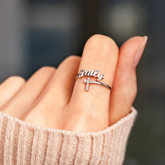CROSS RING AND PERSONALIZED NAME