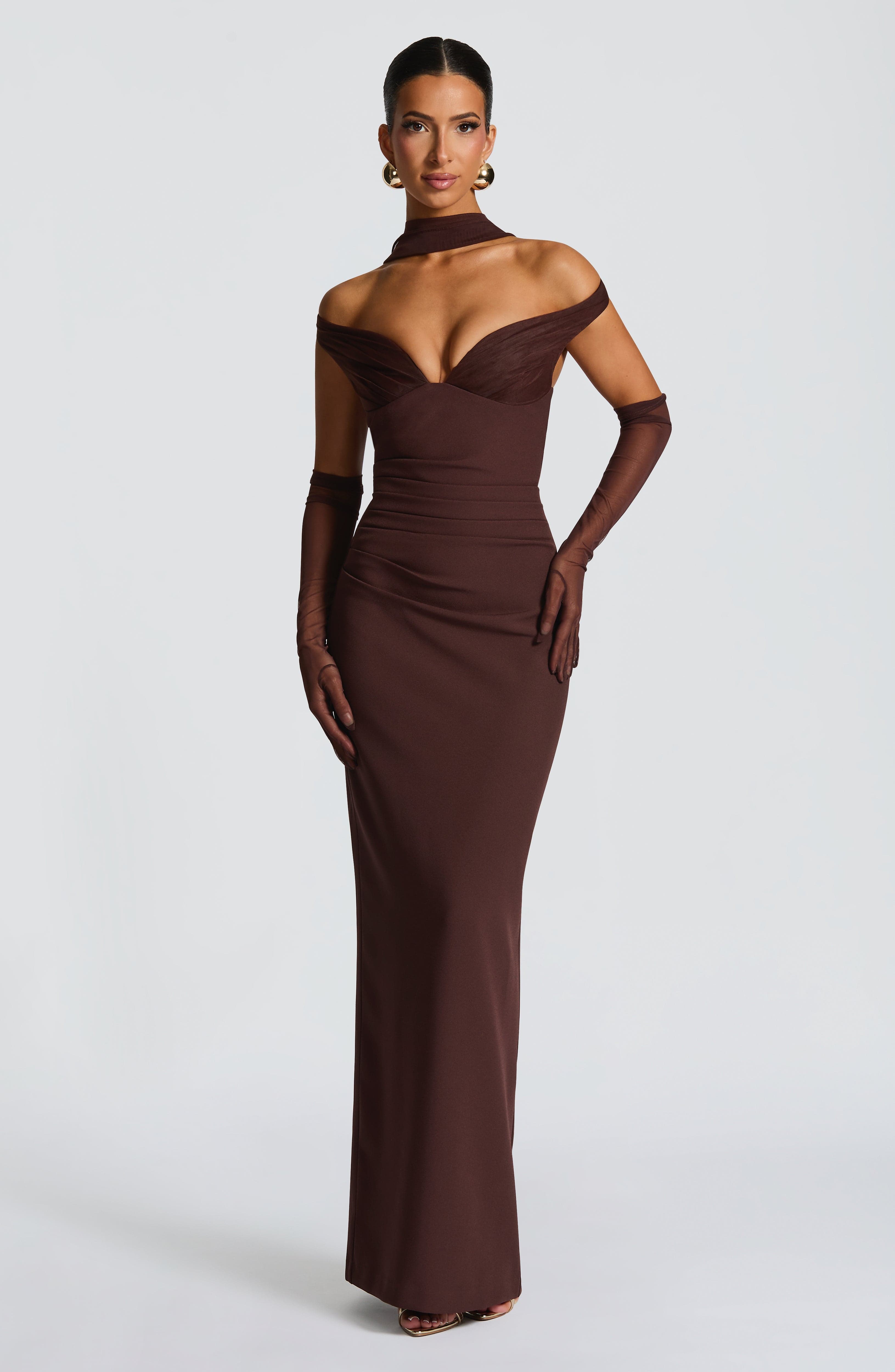 Abigail Maxi Dress - Plum Brown - Napalia