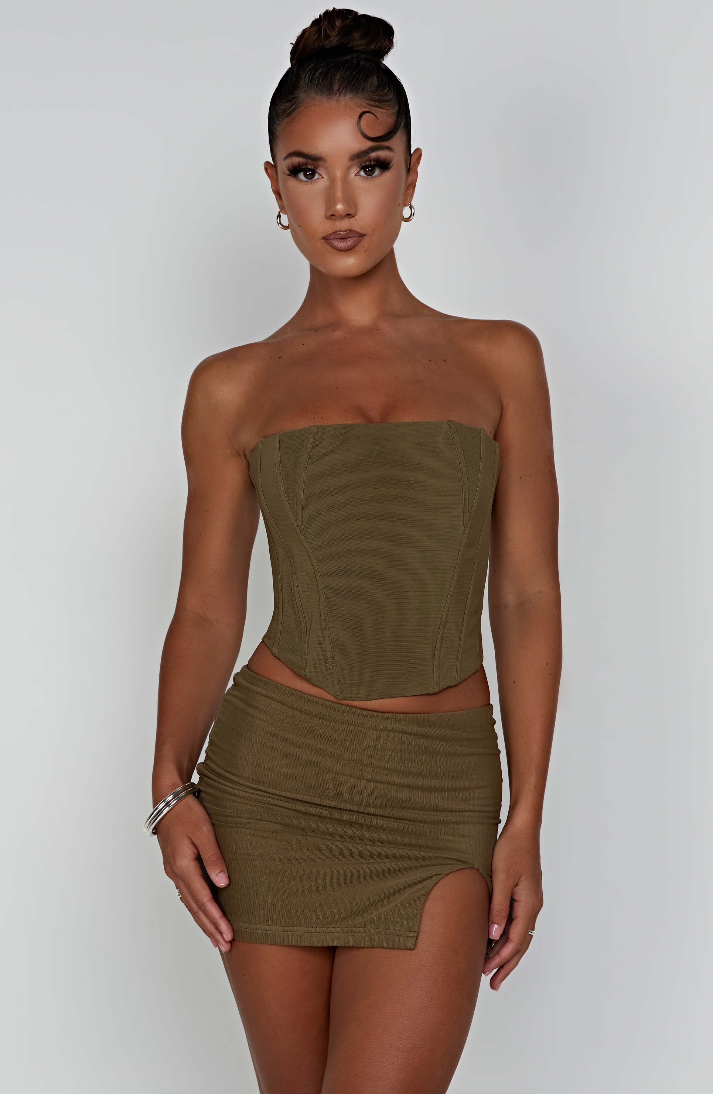 Alina Mini Skirt - Khaki - Napalia