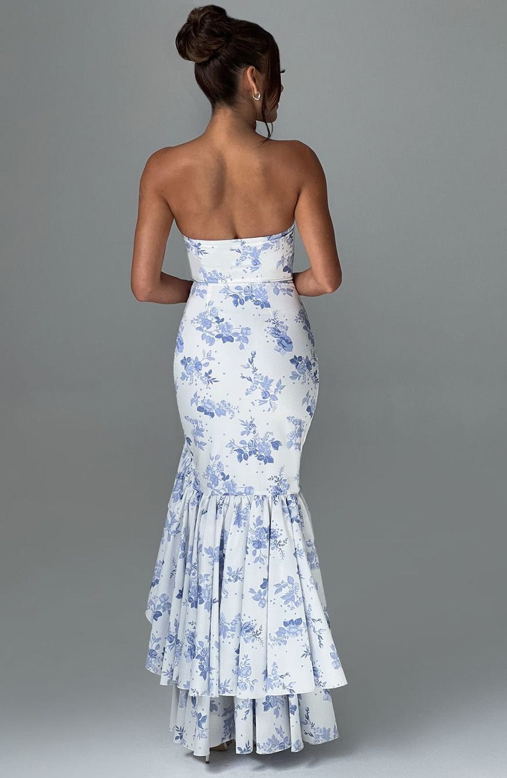 Angelina Maxi Dress - Blue Floral Print - Napalia