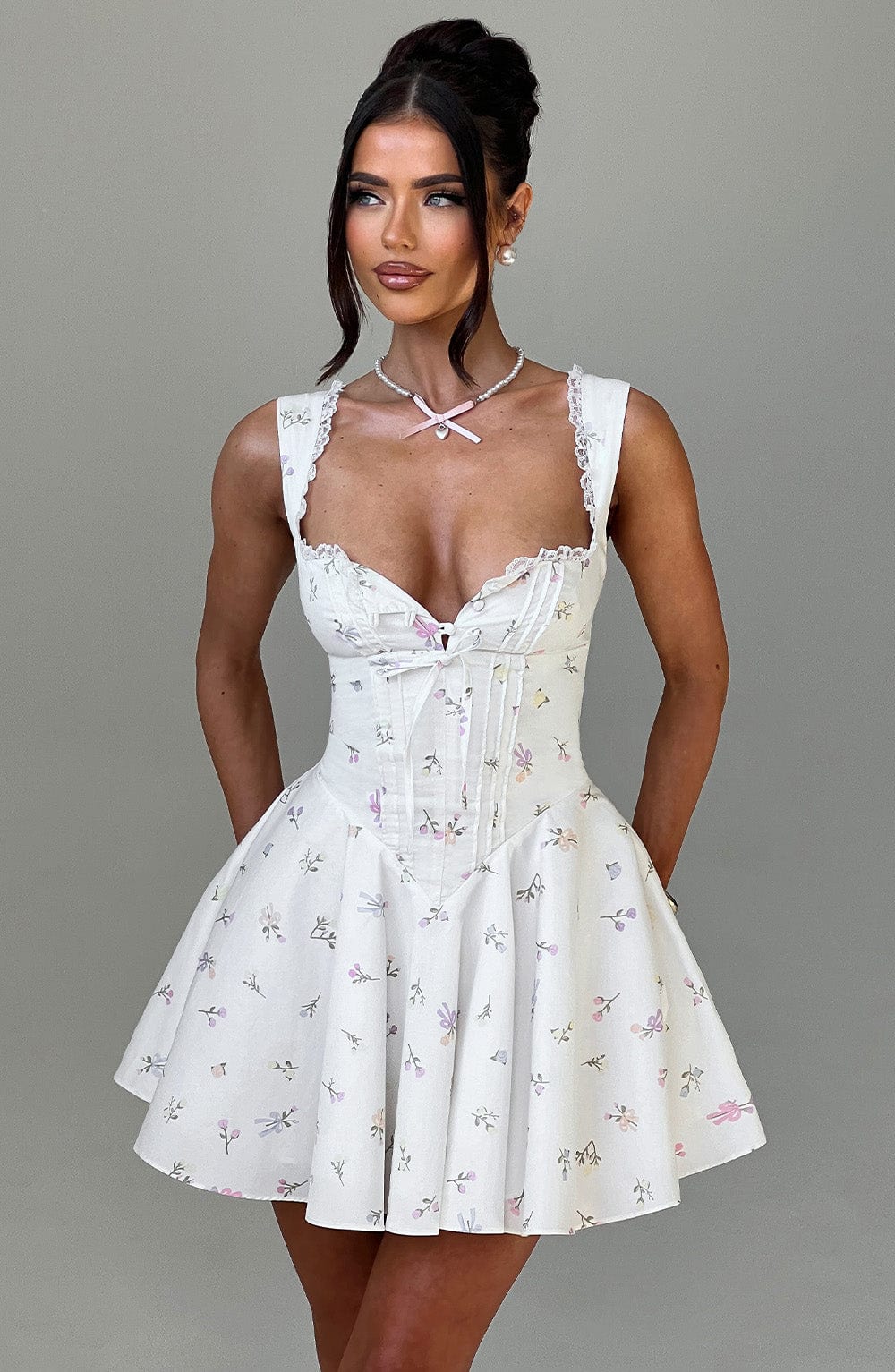 Antonella Mini Dress - Multi Floral Print - Napalia