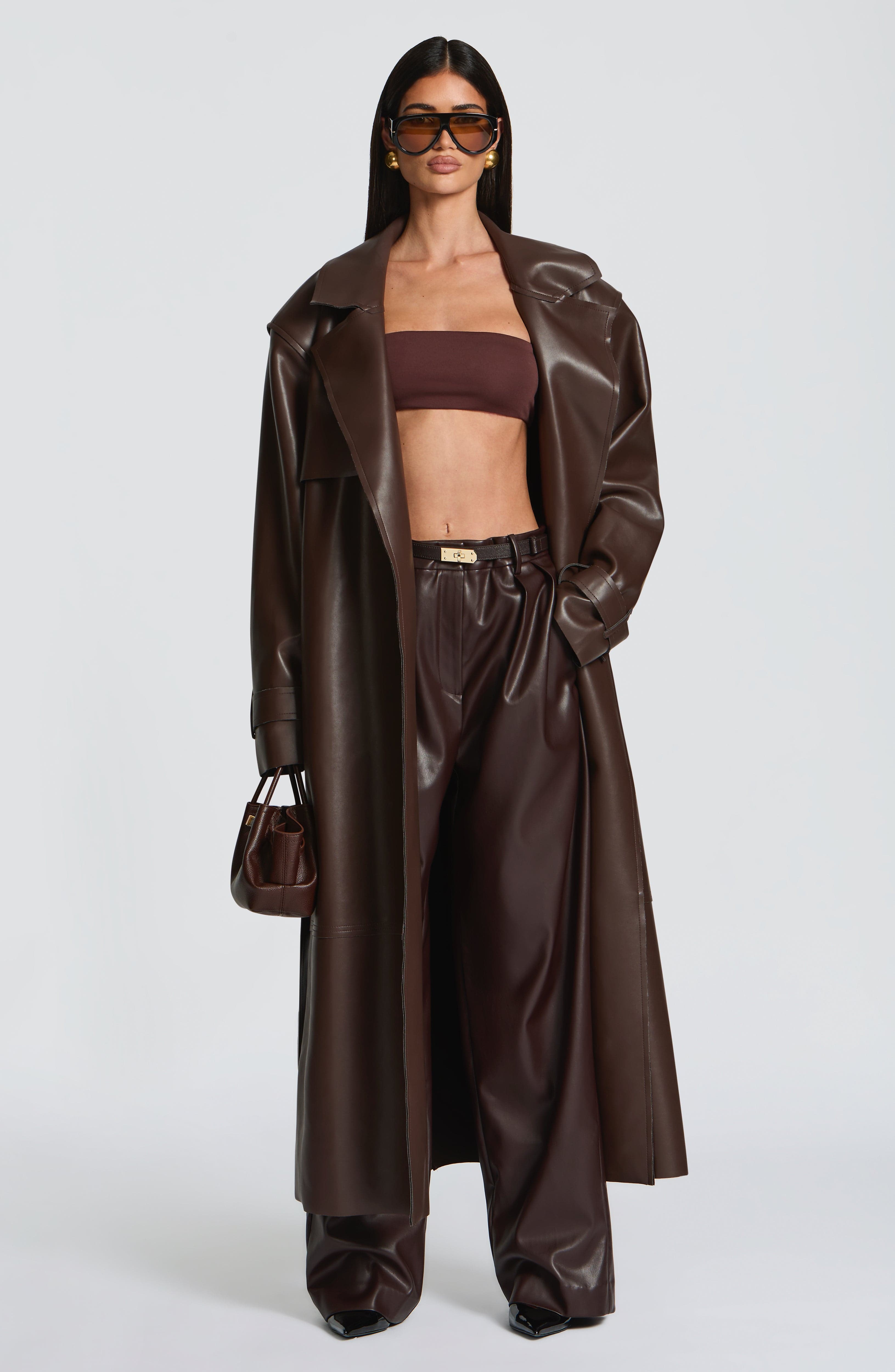 Bridget Trench Coat - Plum Brown - Napalia