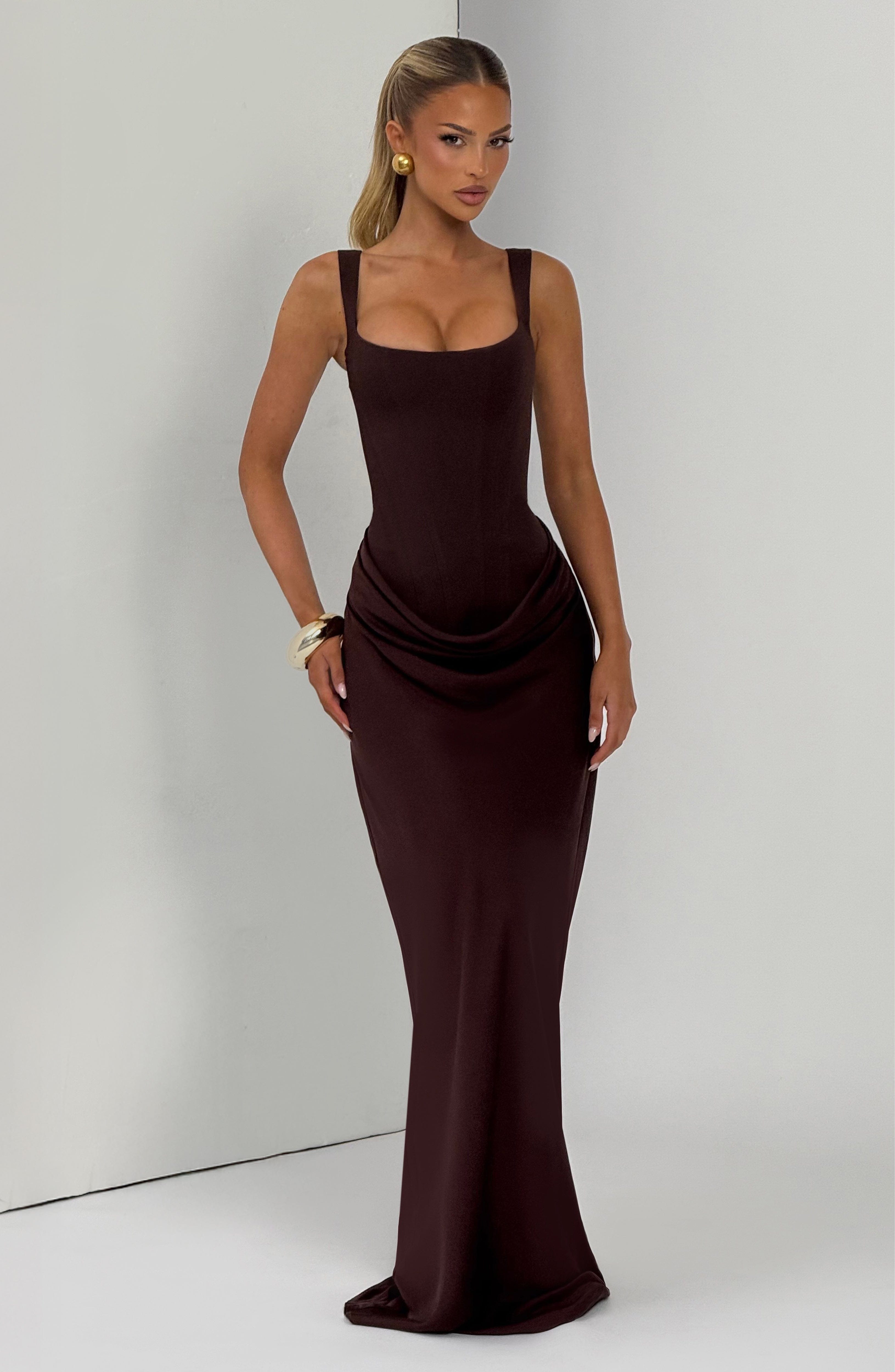 Cornelia Maxi Dress - Plum Brown - Napalia