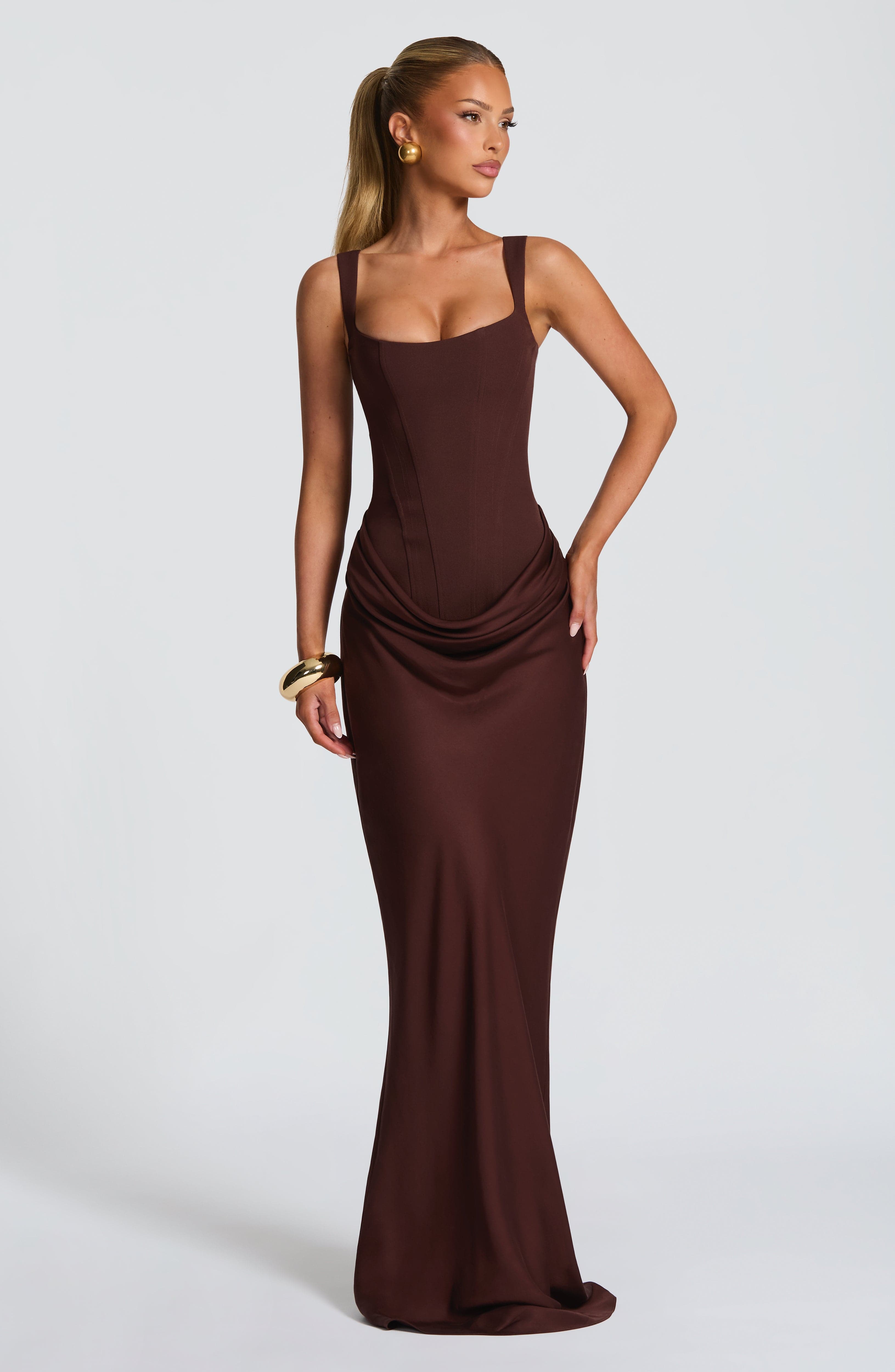 Cornelia Maxi Dress - Plum Brown - Napalia