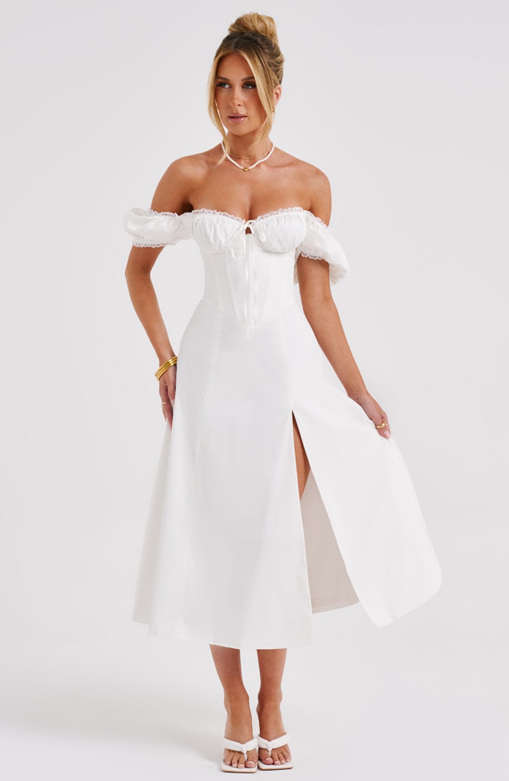 Courtney Midi Dress - Ivory - Napalia