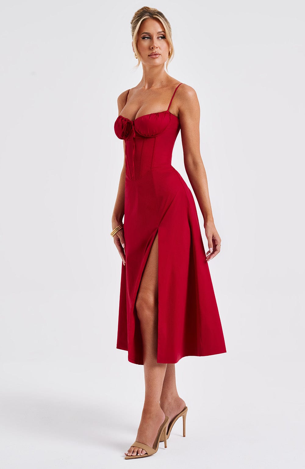Deanna Midi Dress - Red - Napalia