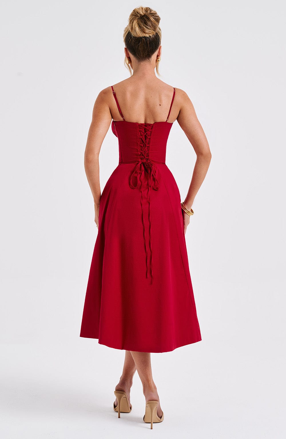 Deanna Midi Dress - Red - Napalia