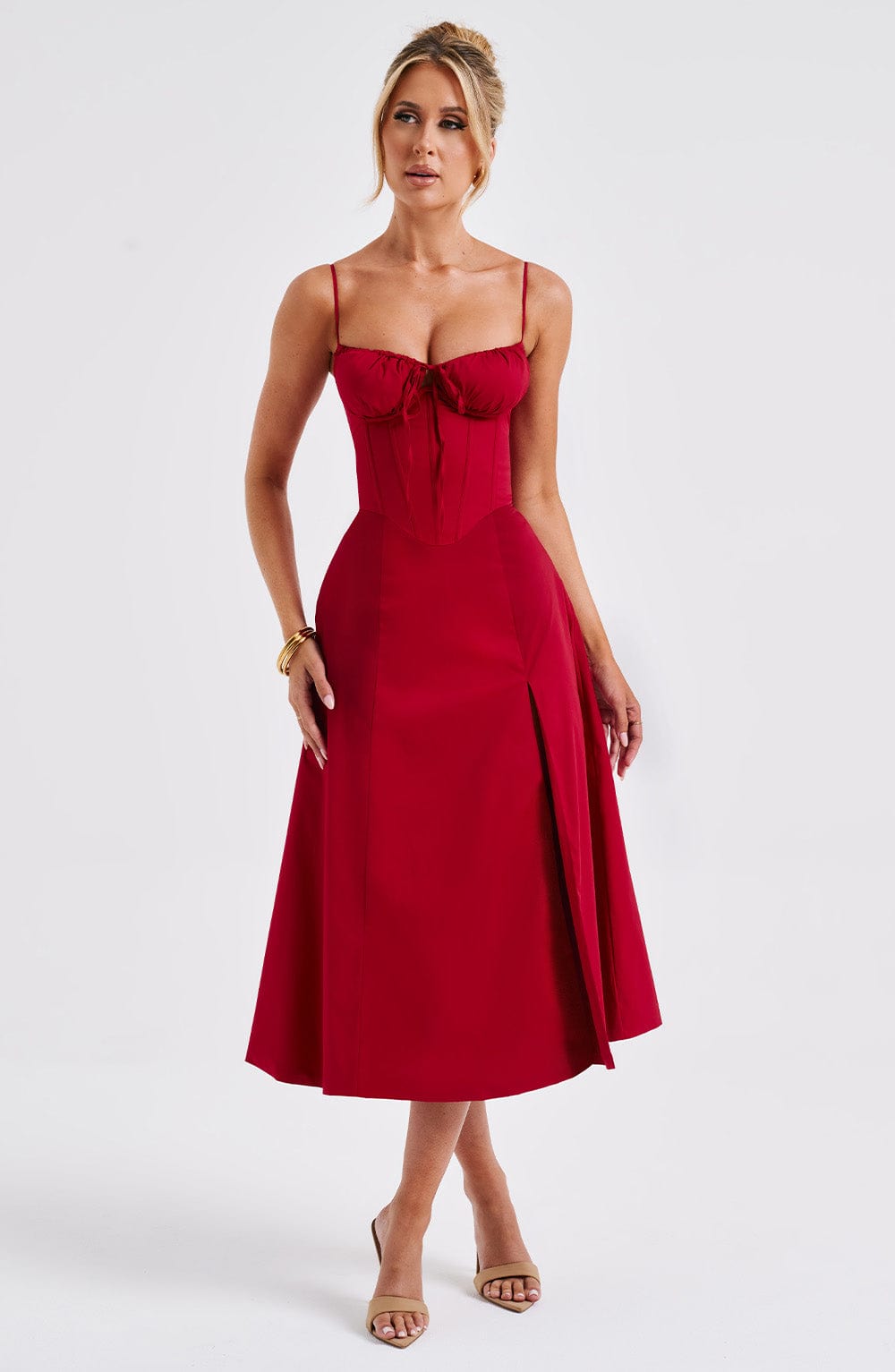 Deanna Midi Dress - Red - Napalia