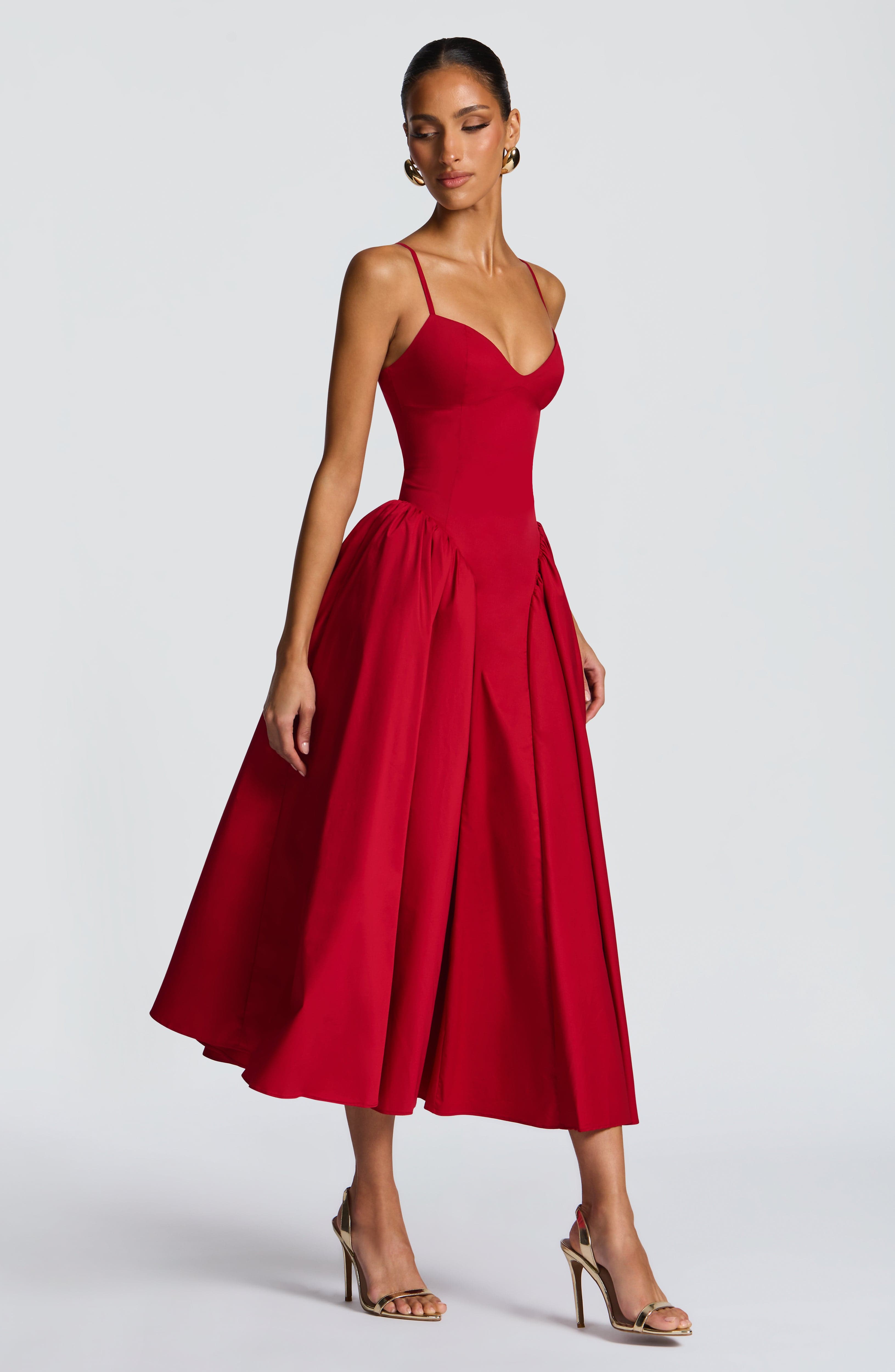Emerson Midi Dress - Red - Napalia