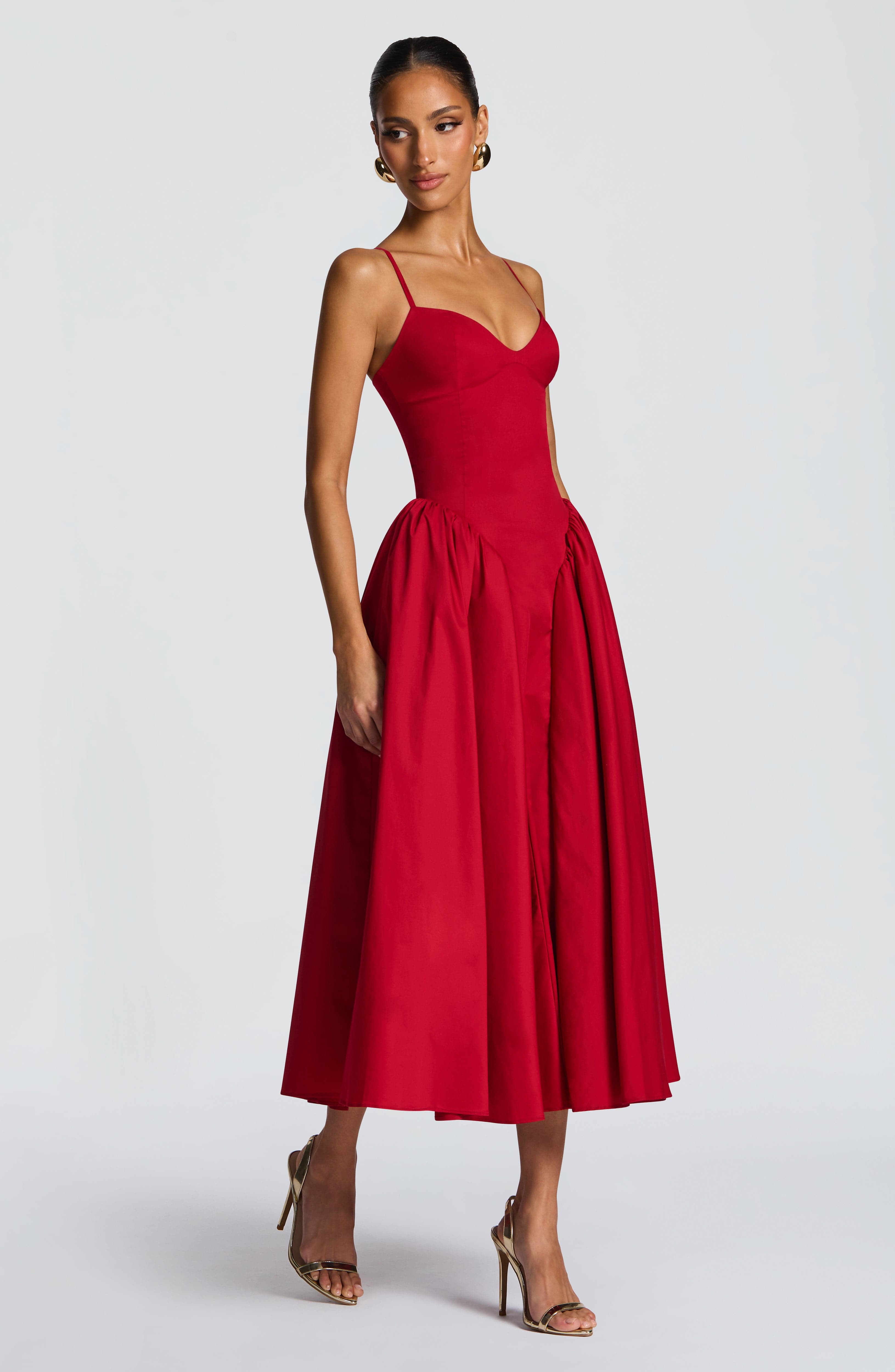 Emerson Midi Dress - Red - Napalia