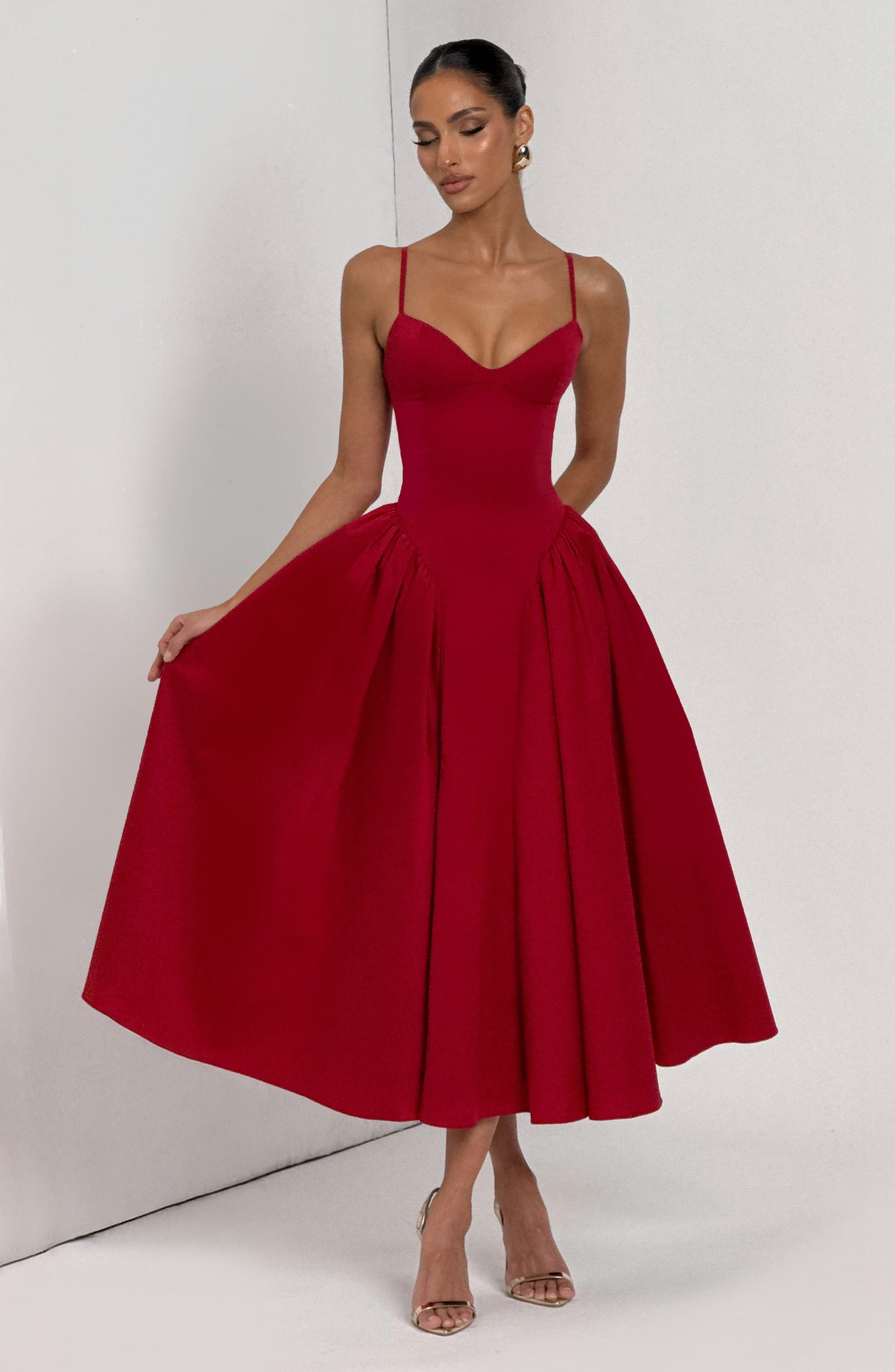 Emerson Midi Dress - Red - Napalia
