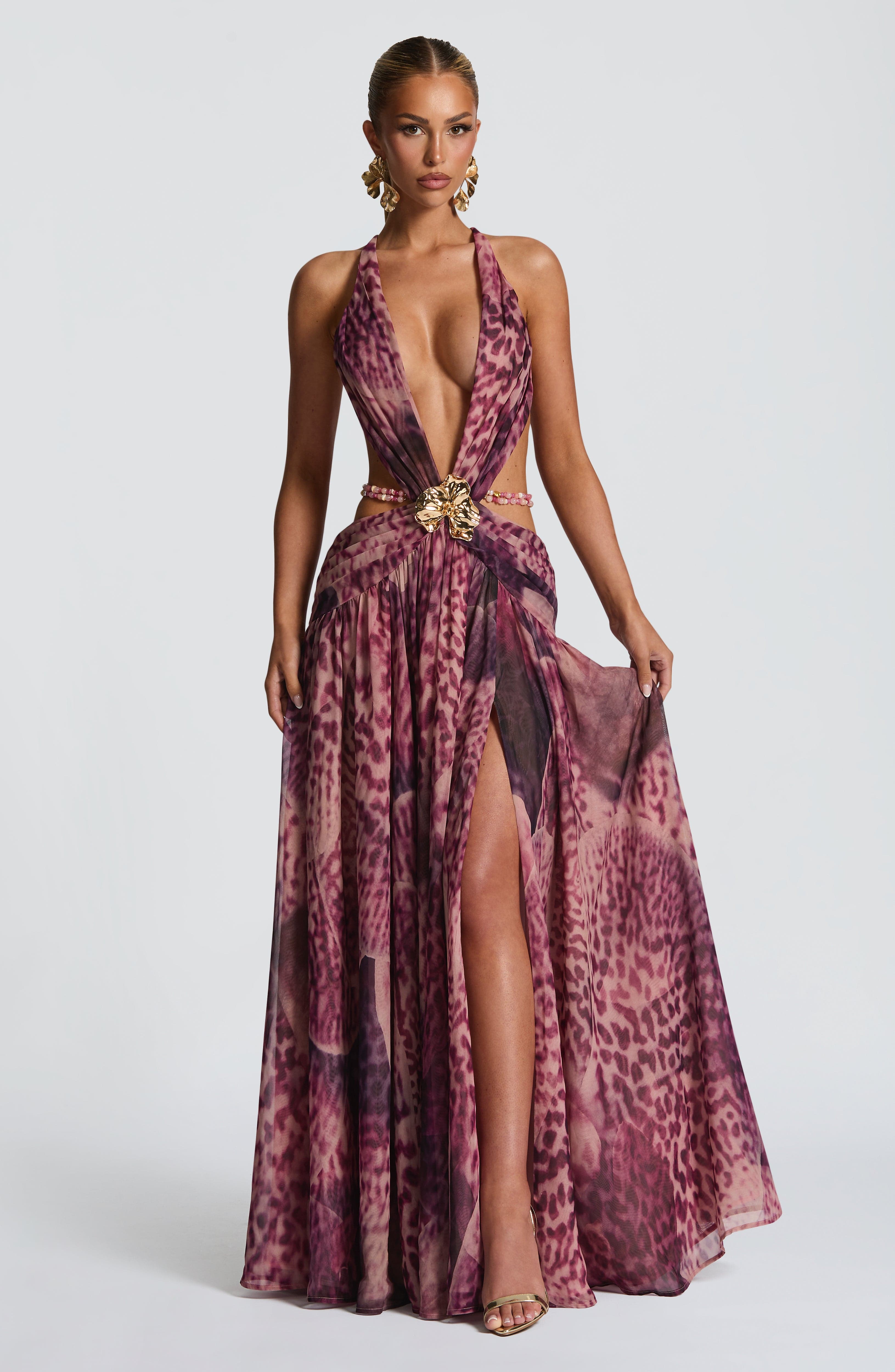 Indianna Maxi Dress - Magenta Orchid Print - Napalia