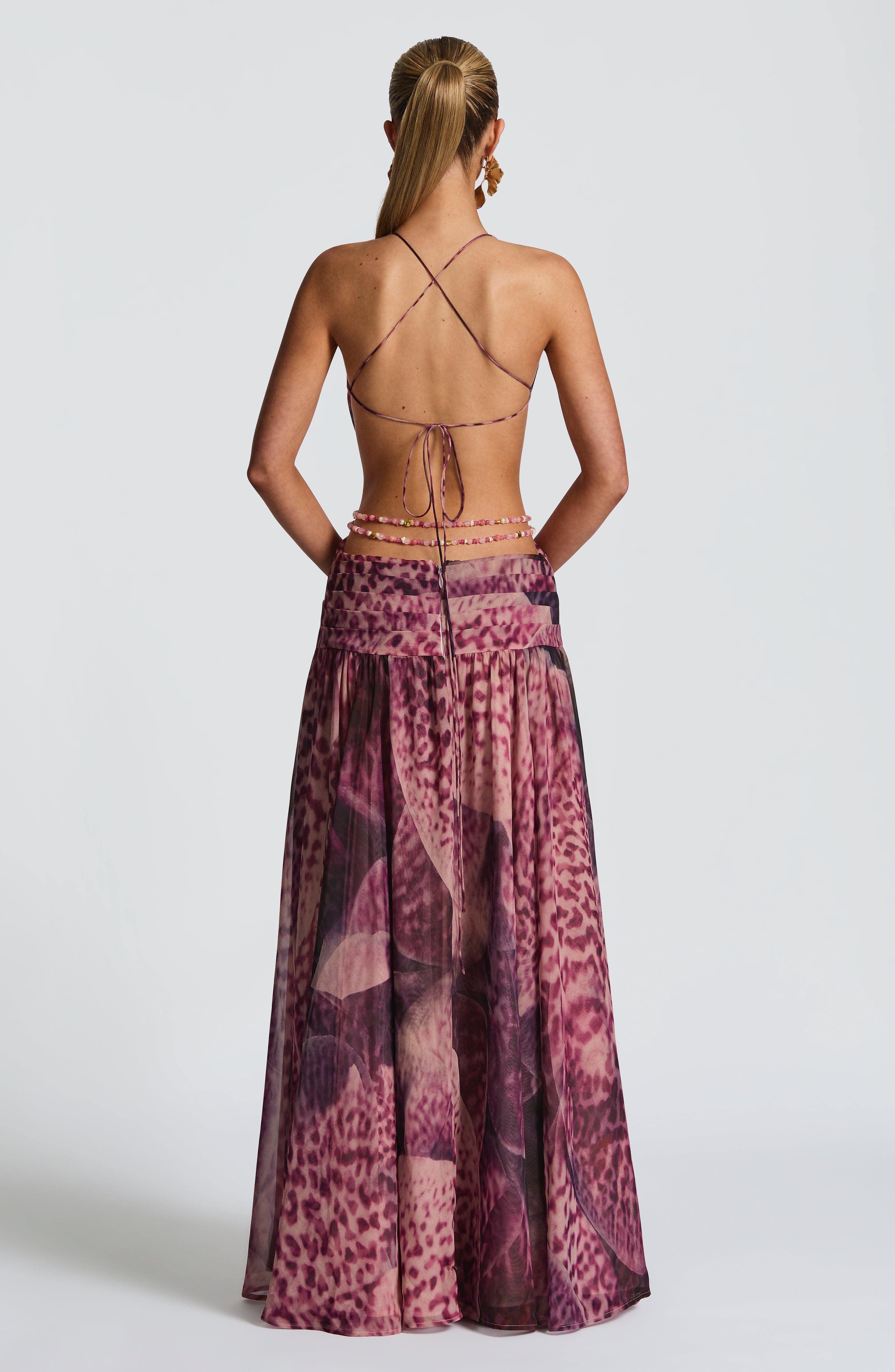 Indianna Maxi Dress - Magenta Orchid Print - Napalia