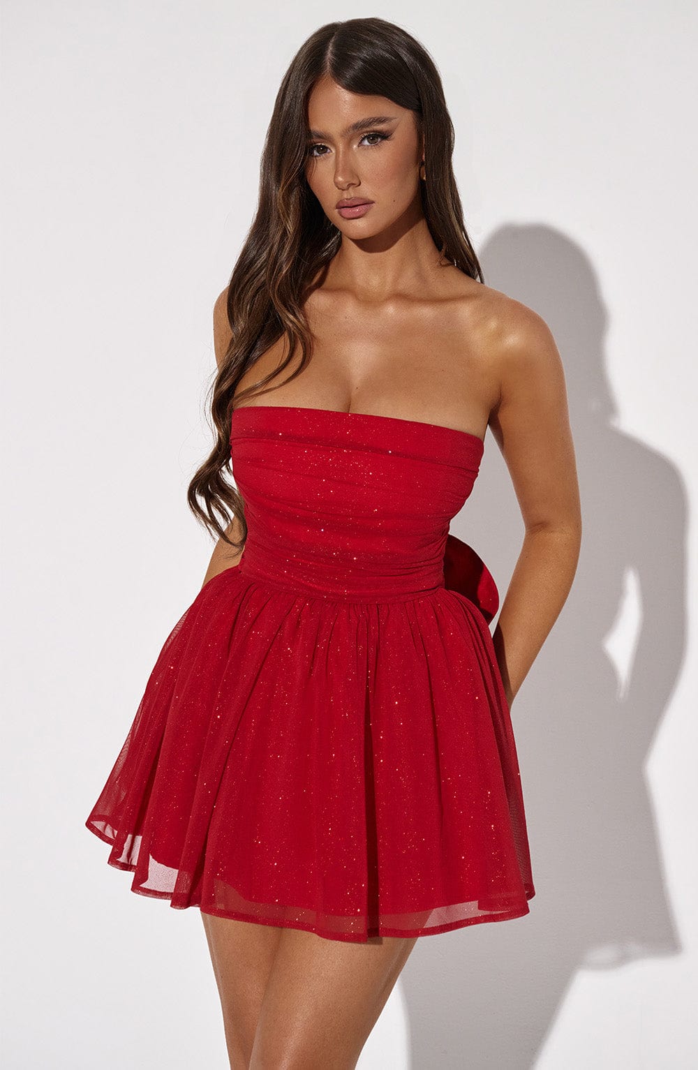 Katrina Mini Dress - Red Sparkle - Napalia