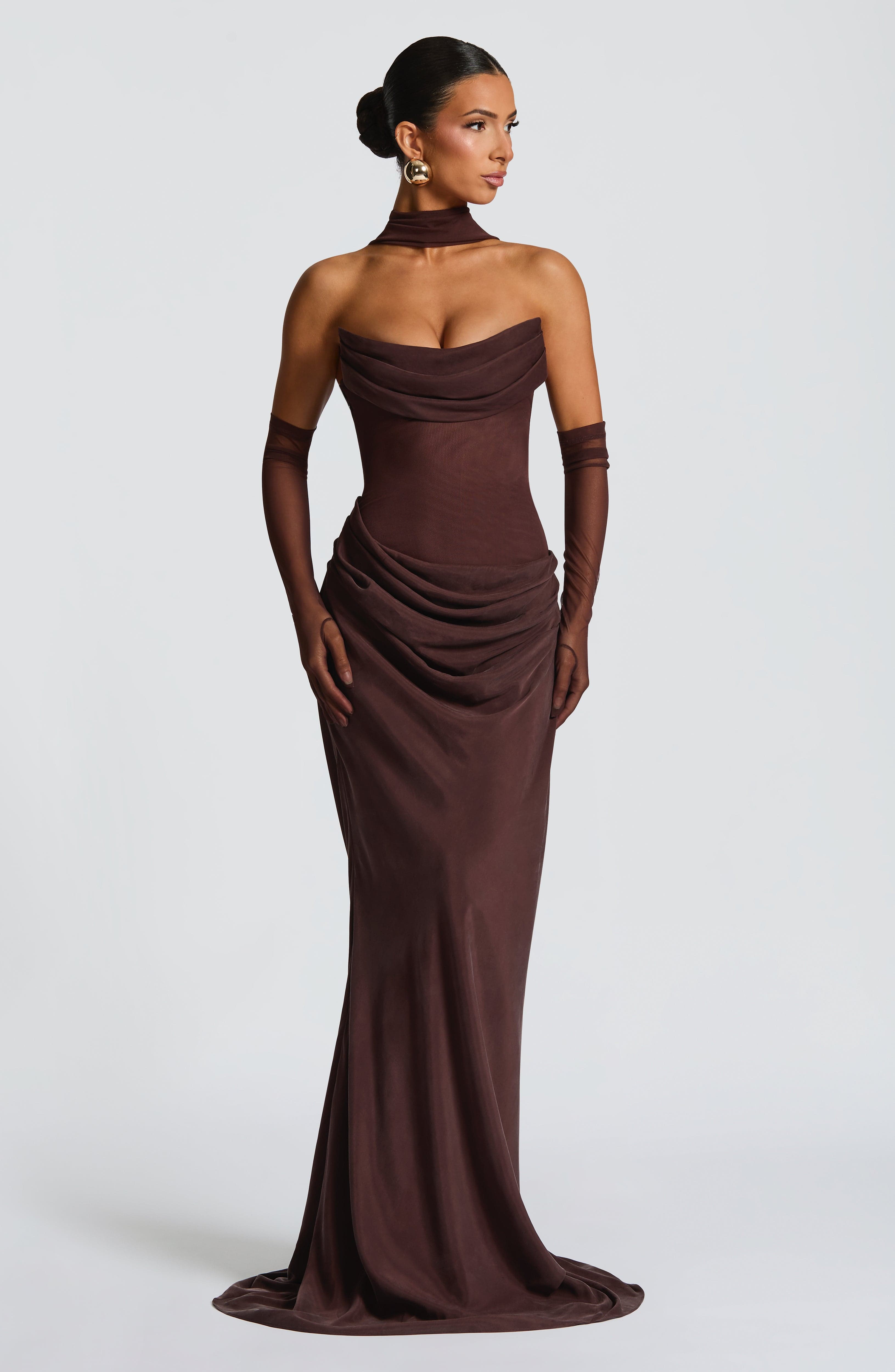 Liora Maxi Dress - Plum Brown - Napalia