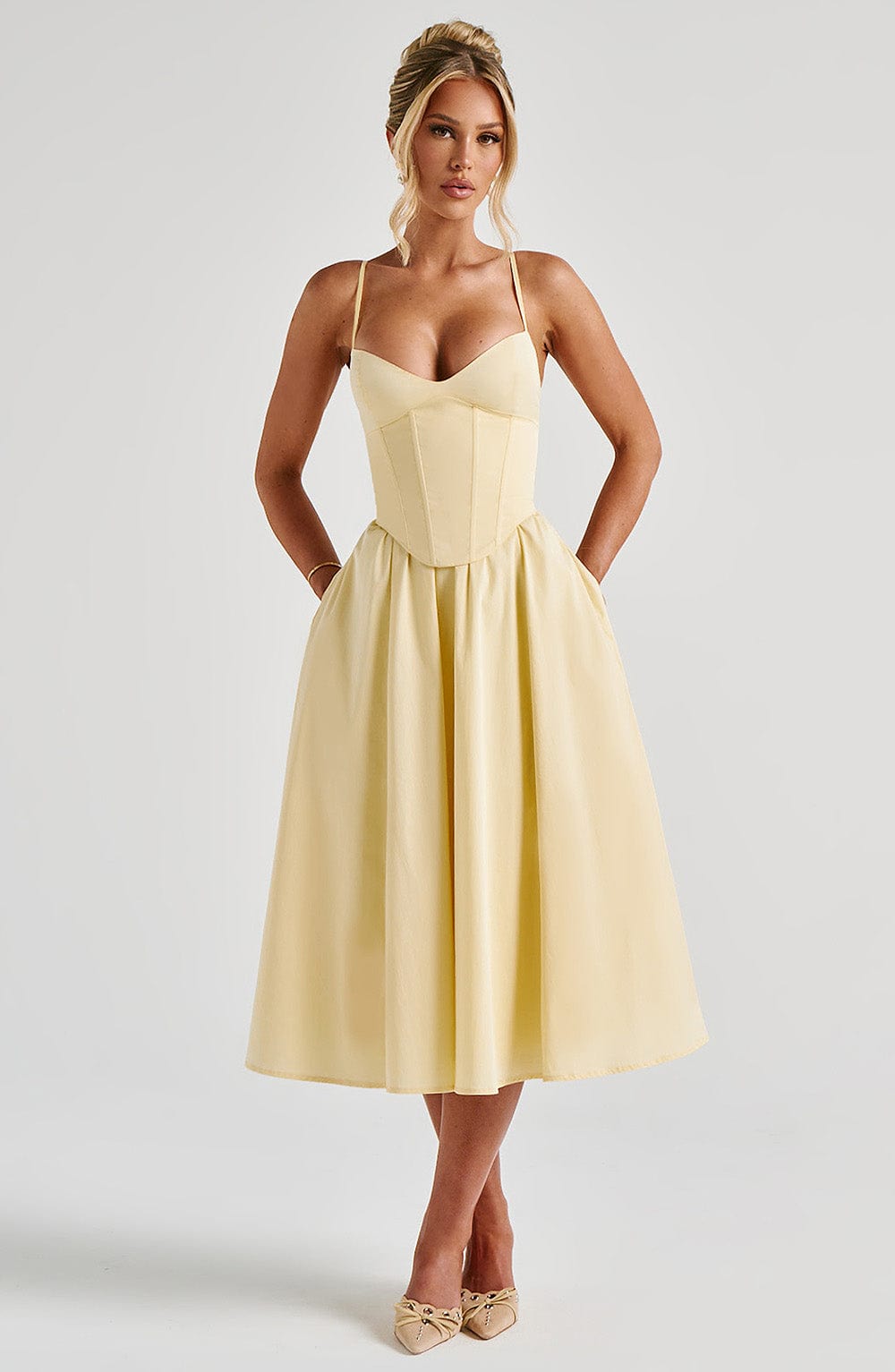Mariella Midi Dress - Lemon - Napalia